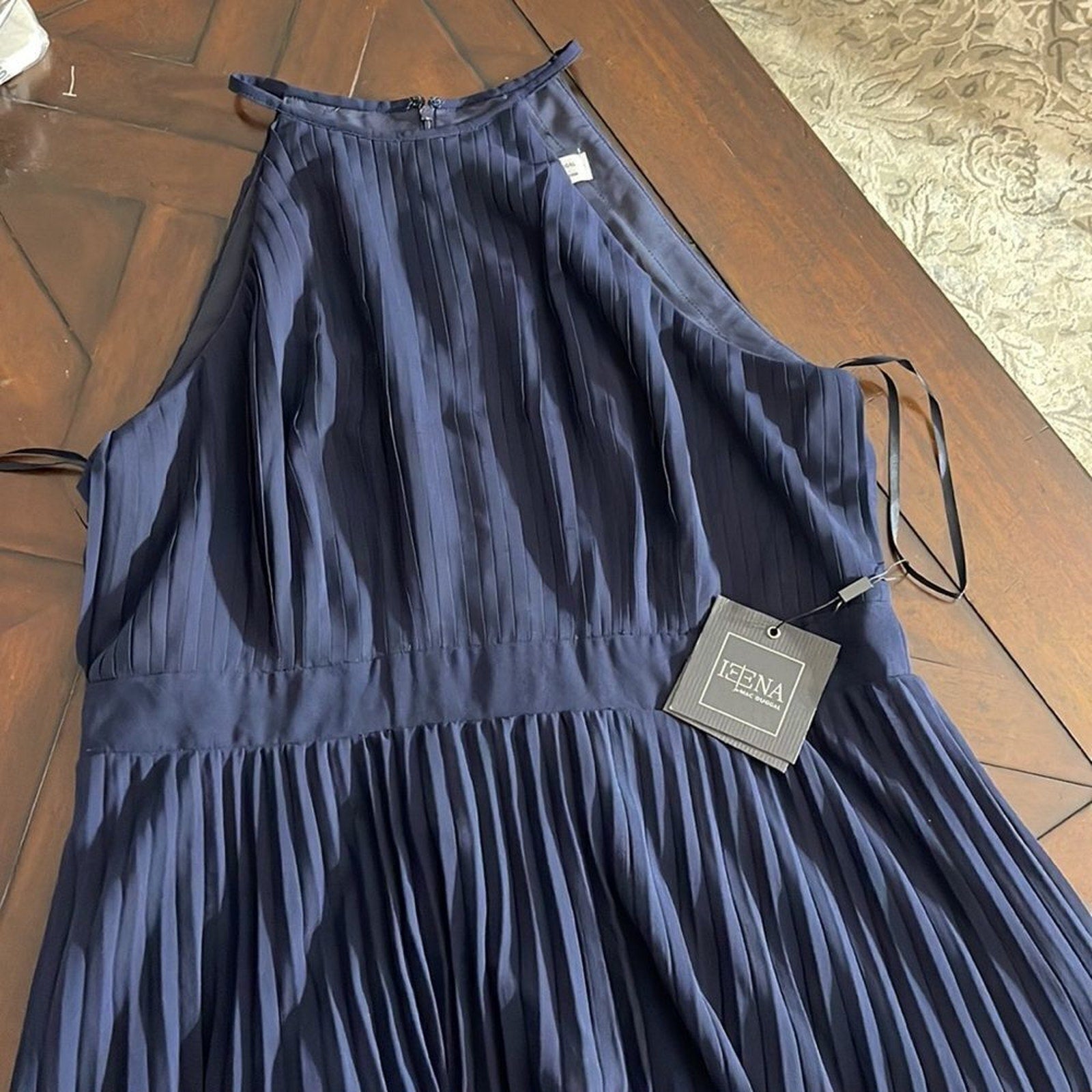 NWT Ieena for Mac Duggal 12496 High Neck Pleated Dress - size 14