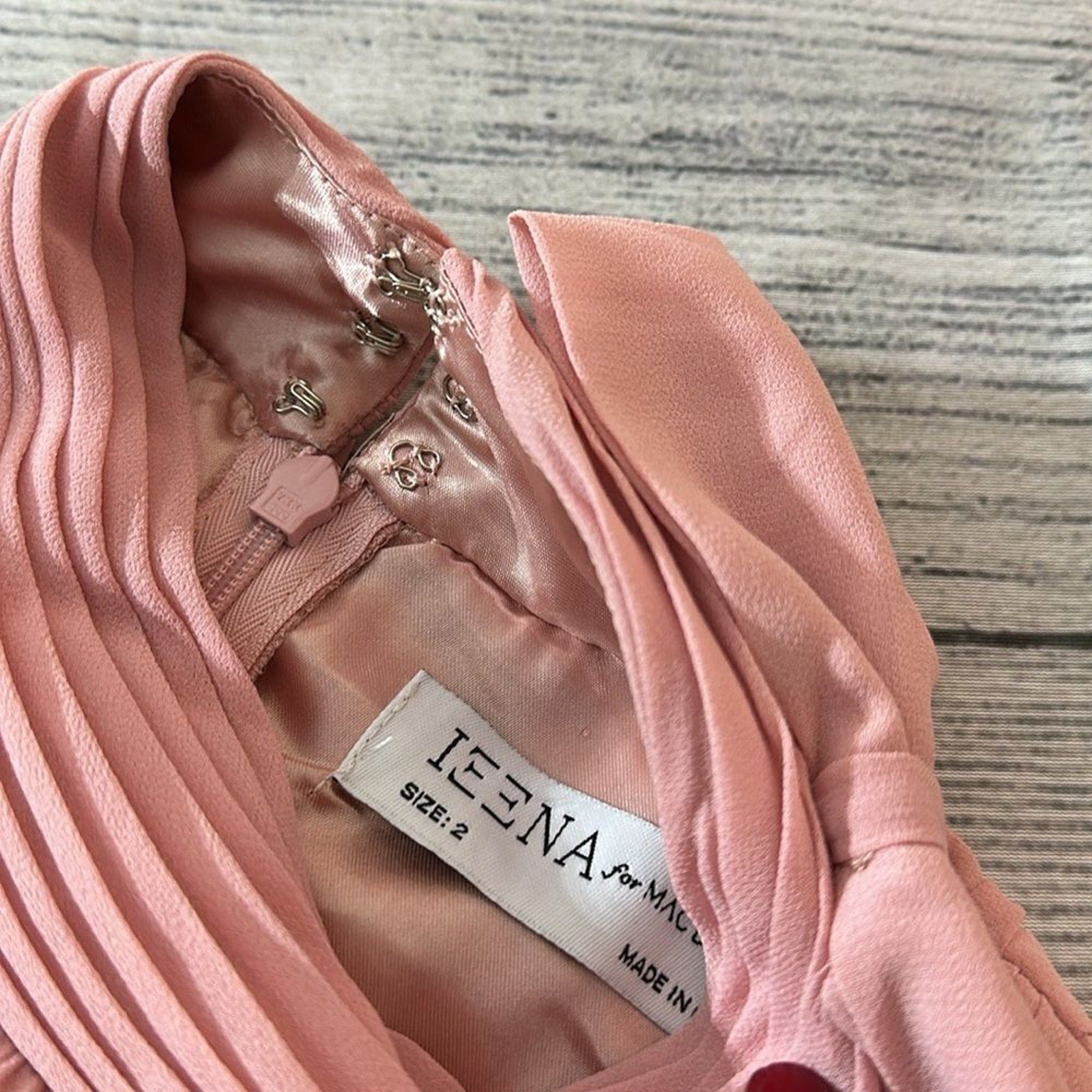NWT Mac Duggal 55878 Mock Neck Long Sleeve Ruffle Dress Pink - size 2