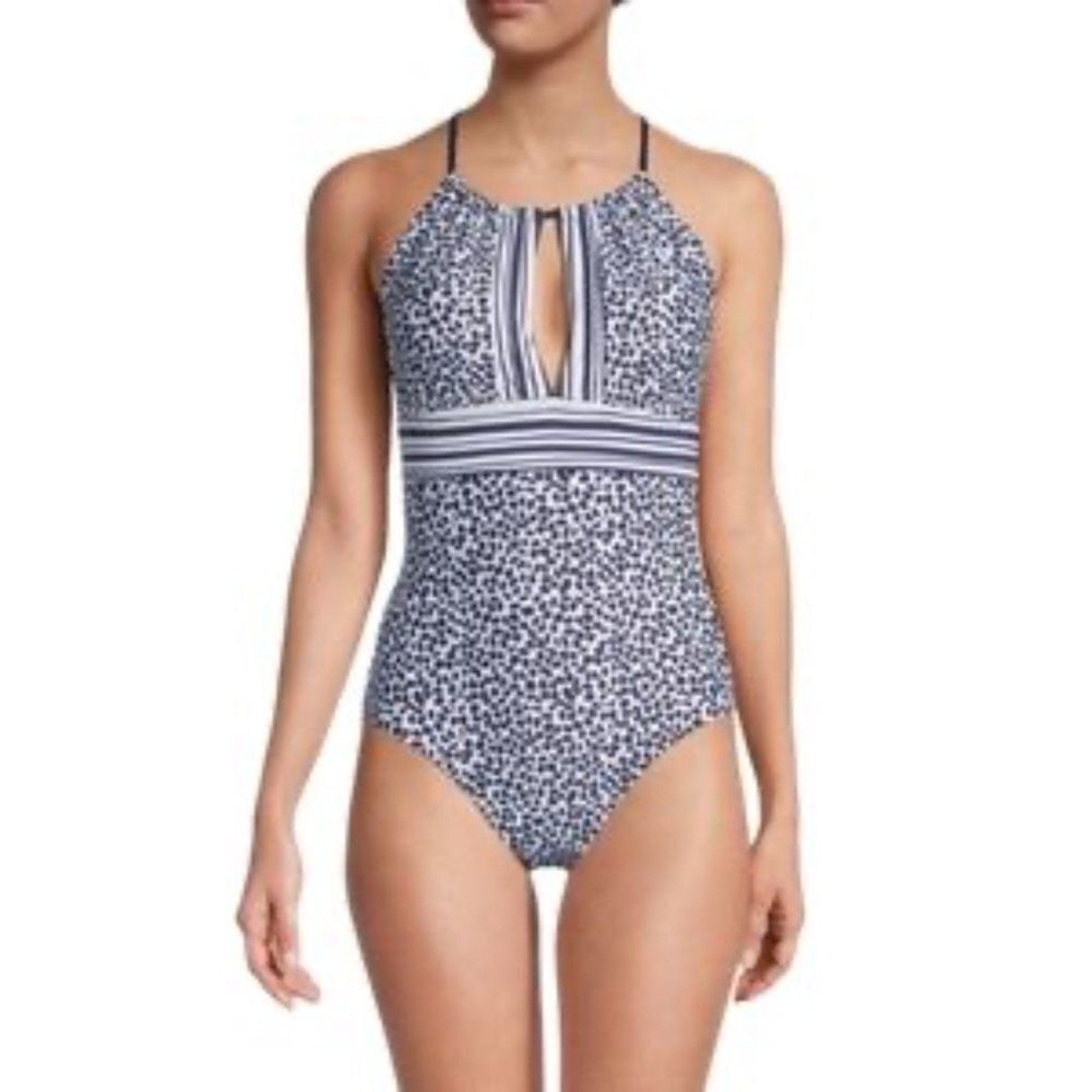 NWOT La Blanca Apulia Mix High Neck Keyhole One Piece One-Piece - size 14