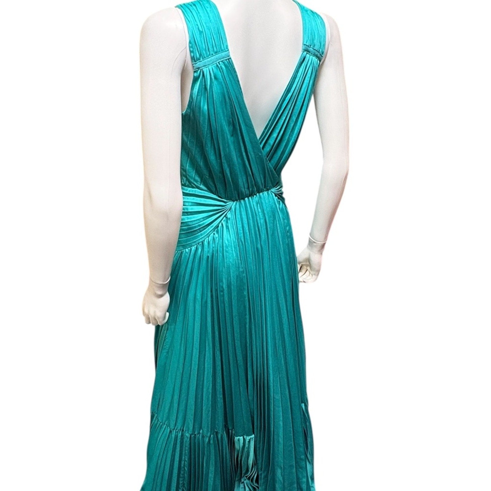 Vintage Teal Pleated Rare Diane Von Furstenburg Gown - 4