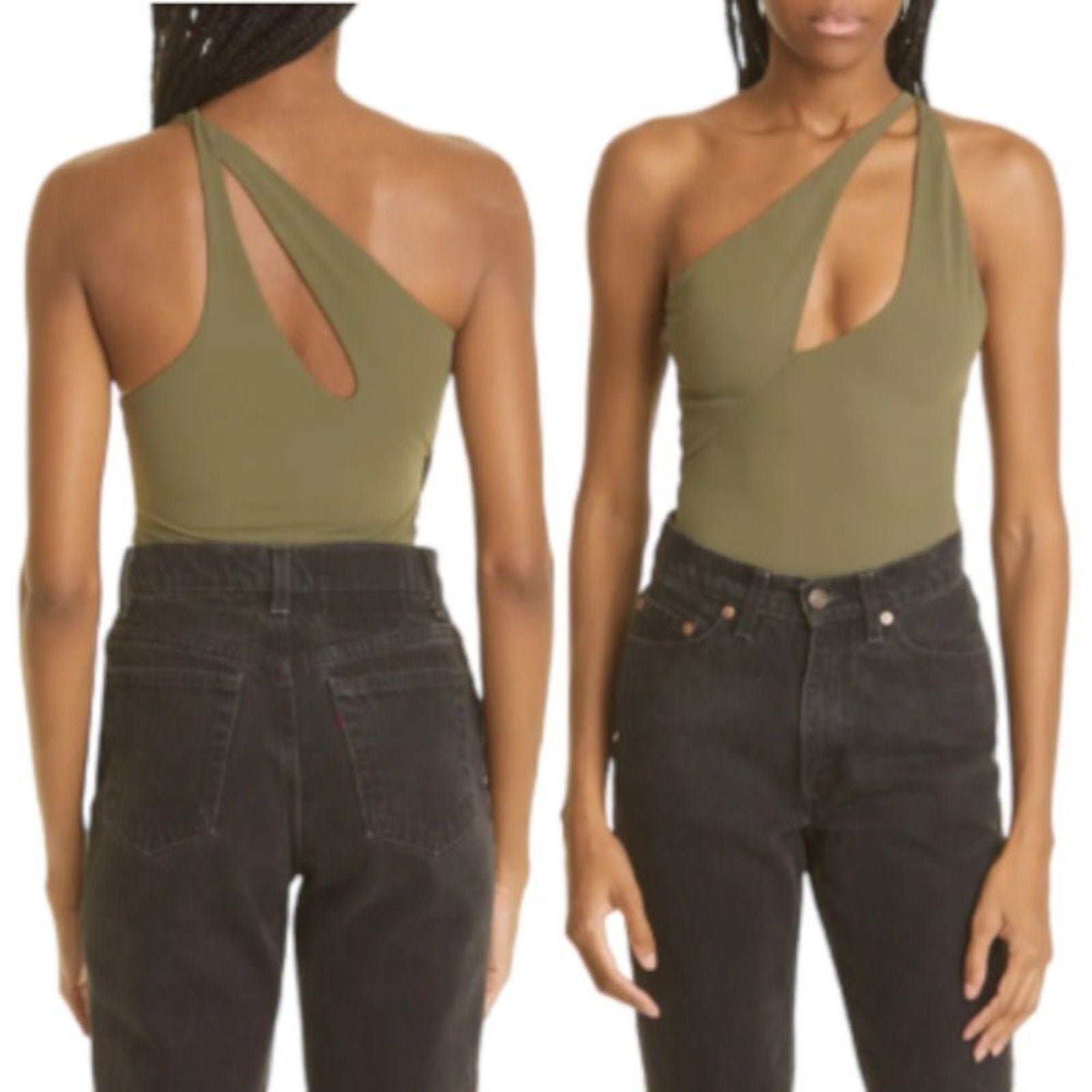 NWOT ALIX NYC Page One Shoulder Cut Out Thong Bodysuit - size M