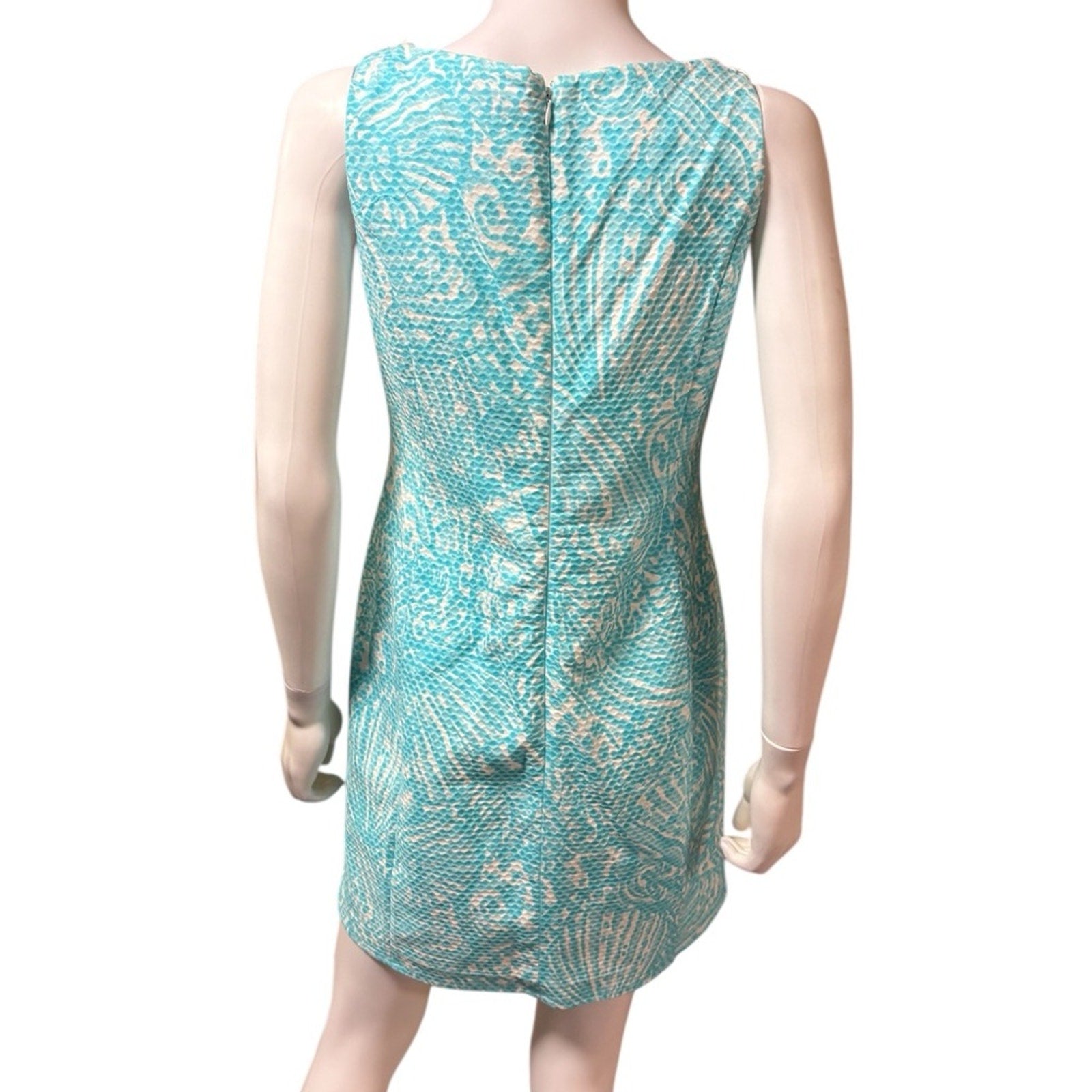 Lilly Pulitzer MacFarlane Shorely Blue Sea Cups Lace Detail Shift Dress - size 4