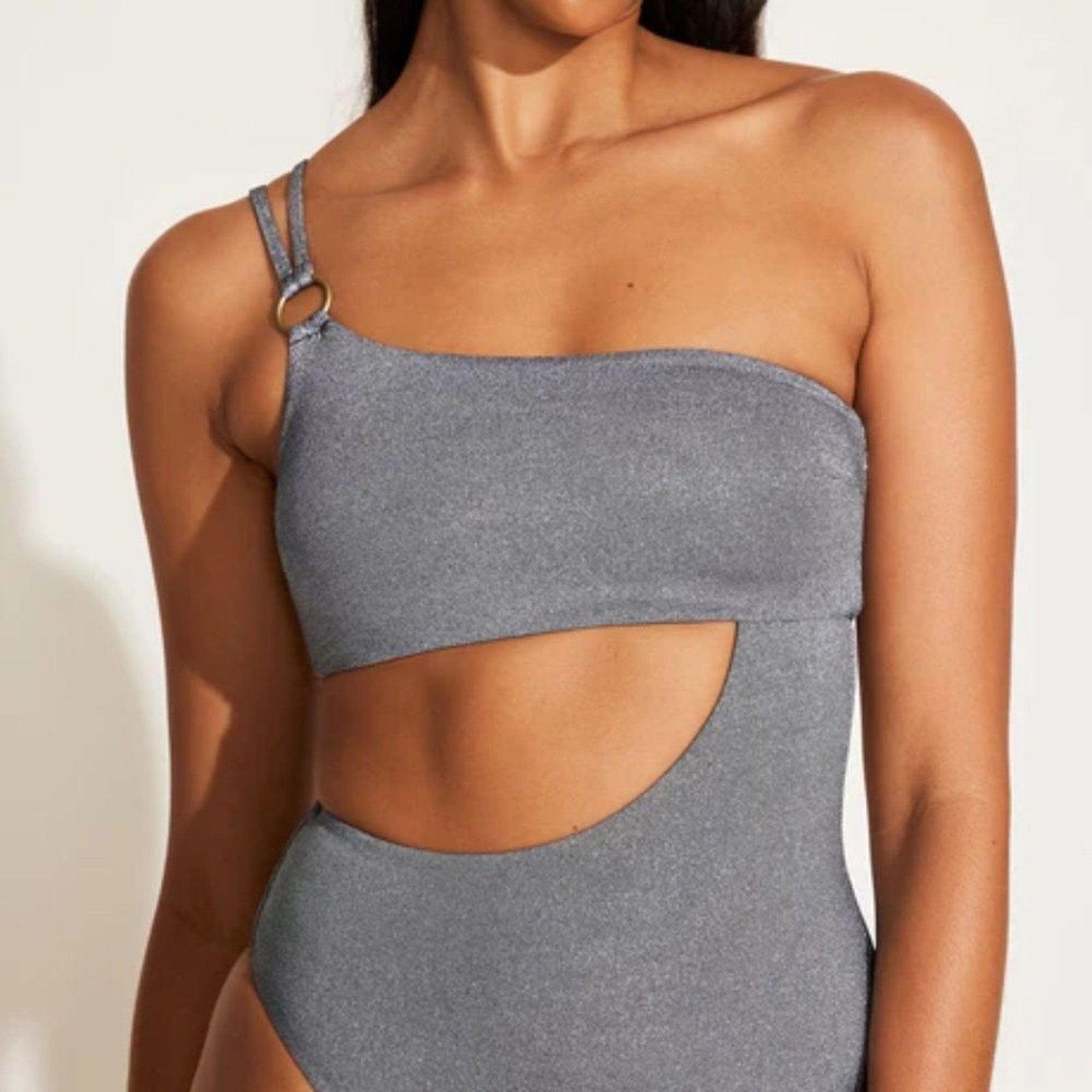 NEW Vitamin A Cosmo One Shoulder One Piece - Twilight Metallic - size Large