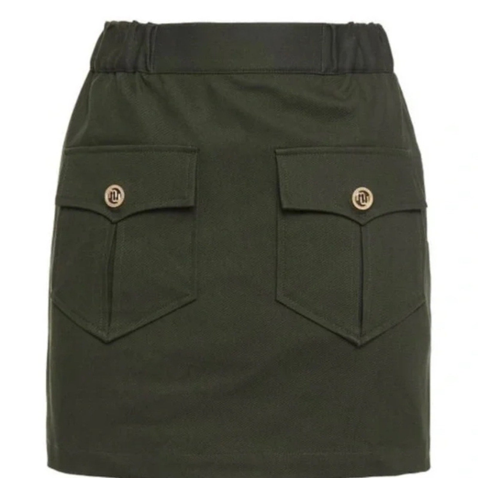 NWT Maje Green Elastic High Waist Stretch Mini Short Skirt - size 38 Small