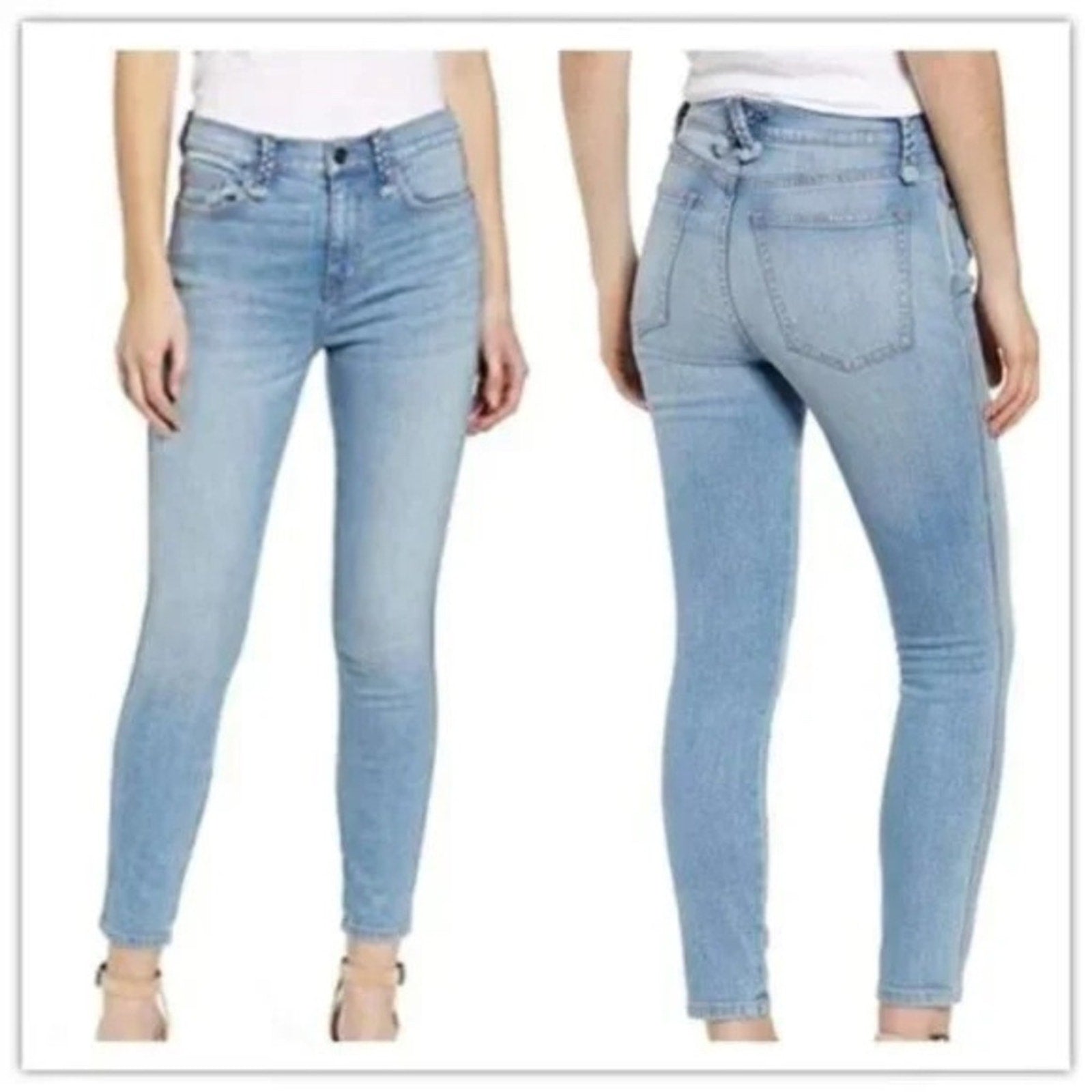 NWT Current Elliott BRAIDED CABALLO HIGH WAIST STILETTO JEANS - size 28