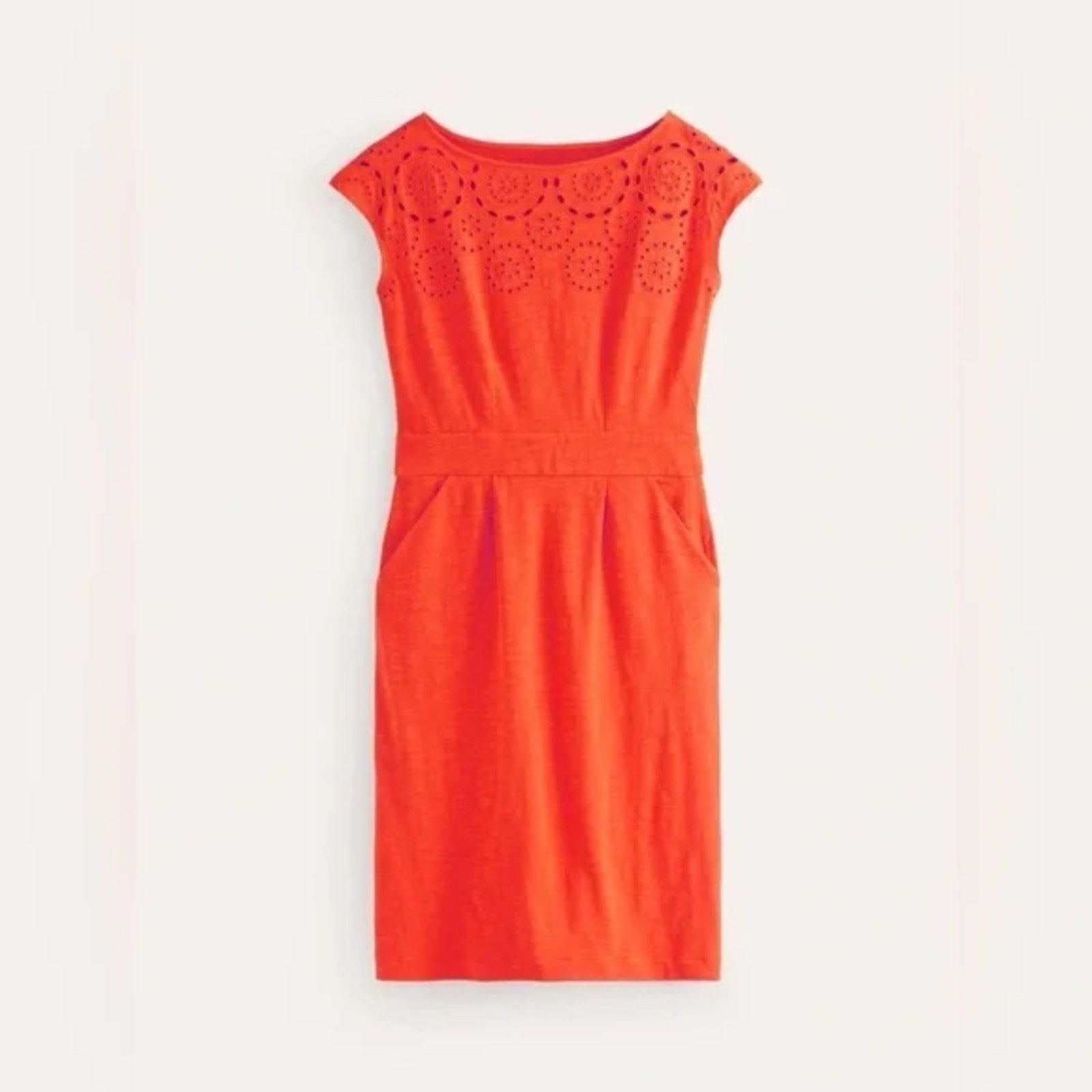 Boden Florrie Broderie Anglaise Cap-Sleeve Dress Mandarin Orange - size 4P
