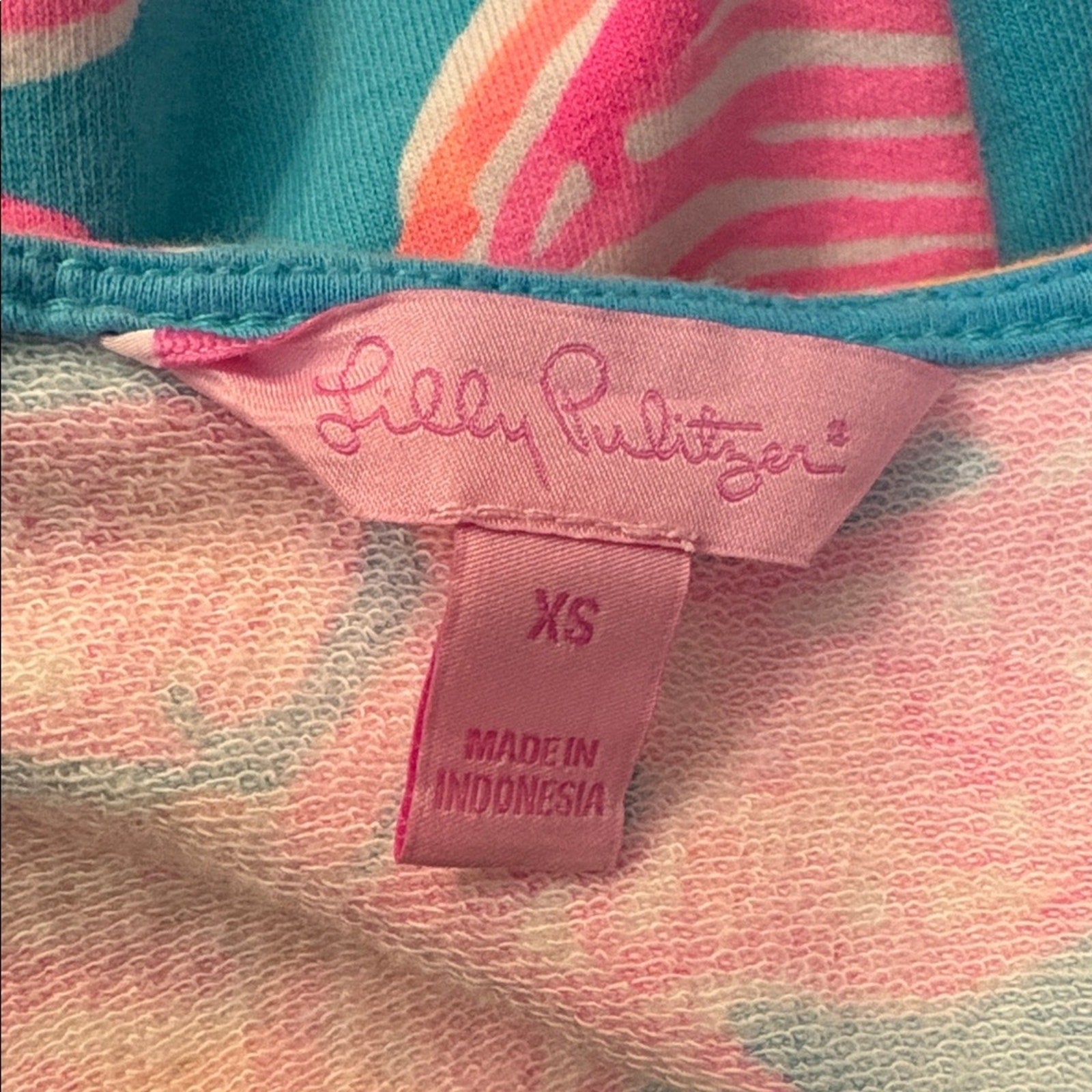 Lilly Pulitzer Lena Sparkling Blue Fan Tastic French Terry Tunic Dress - size XS