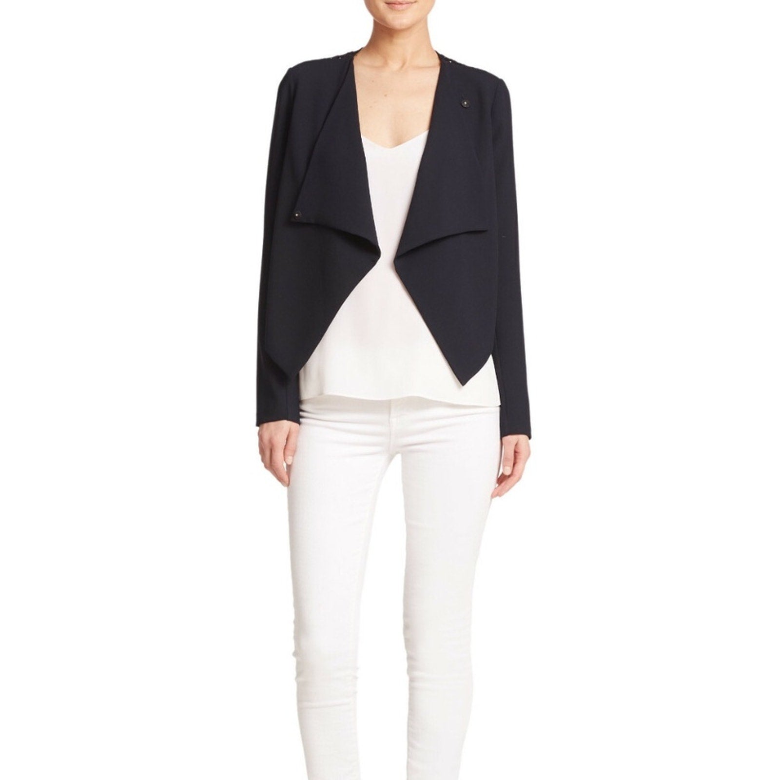 Bailey 44 Womens Cascara Blue Draped Lace Back Blazer Jacket  - size small