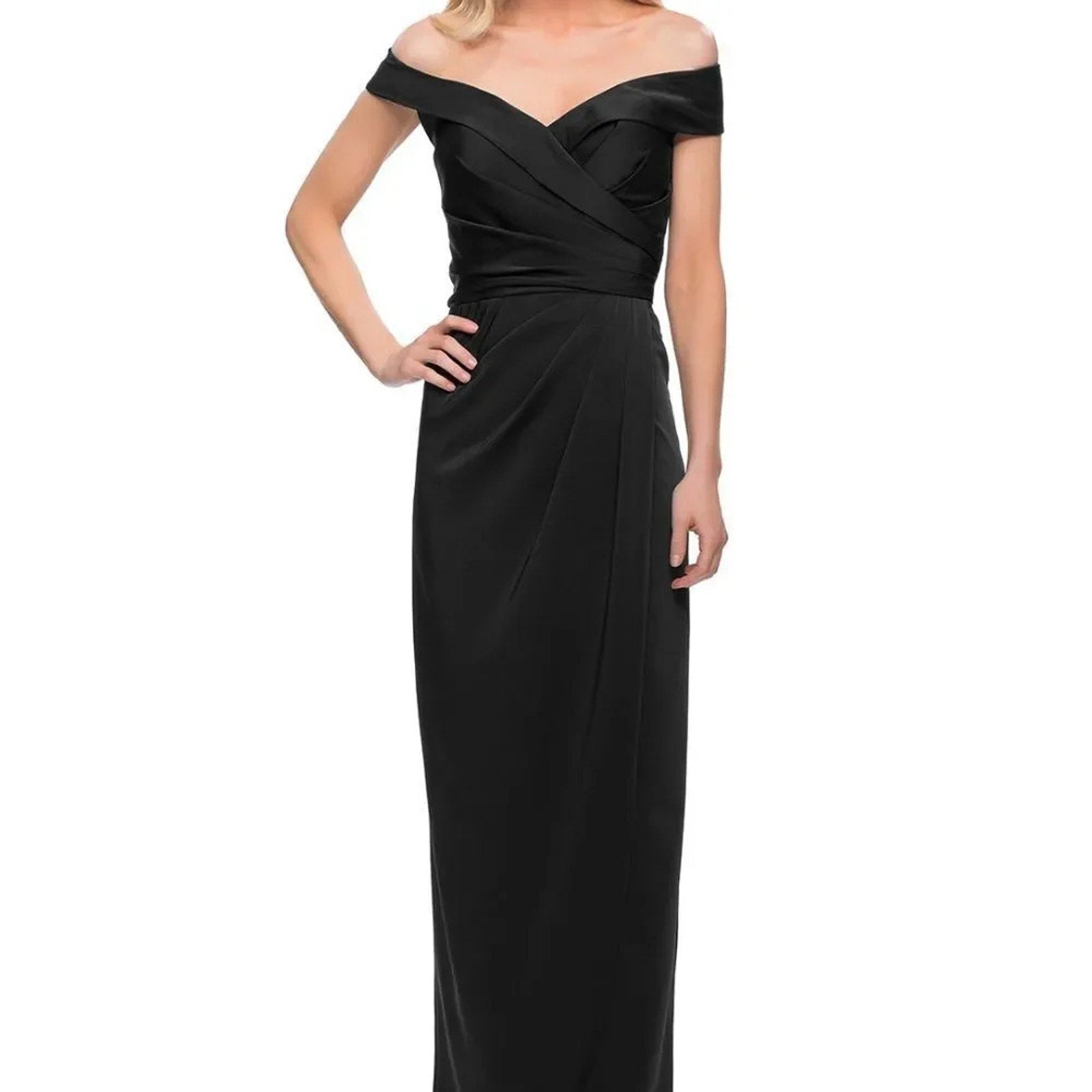 NWOT La Femme 25206 - Ruched Cap Sleeved Long Jersey Dress - size 6