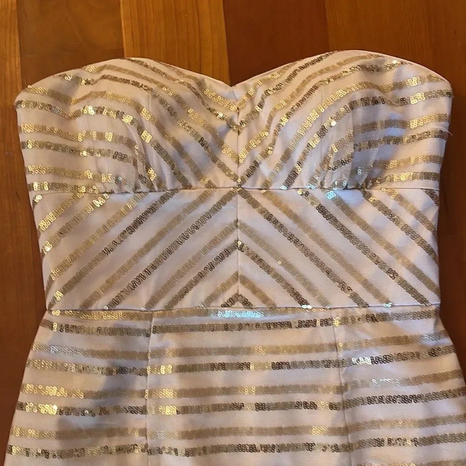 NWT Cache Gold sequin rule strapless dress - size 6