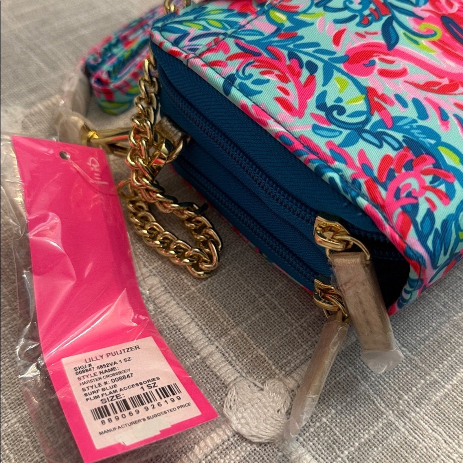 Lilly Pulitzer Marsten Crossbody Surf Blue Flim Flam - NEW