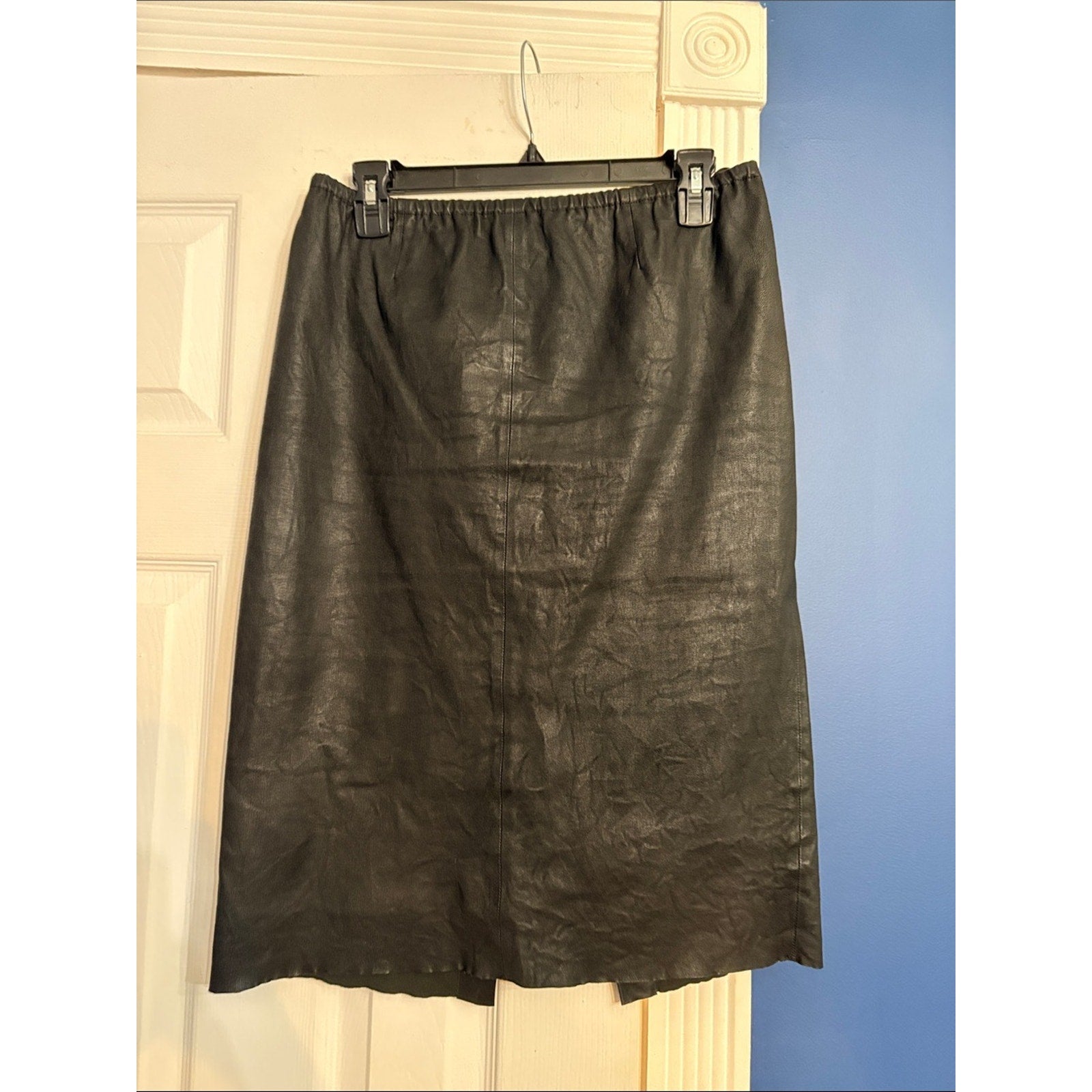 Zadig & Voltaire Jaden Cuir Froisse Crinkled Leather Pencil Skirt - 42 (XL) 🌟