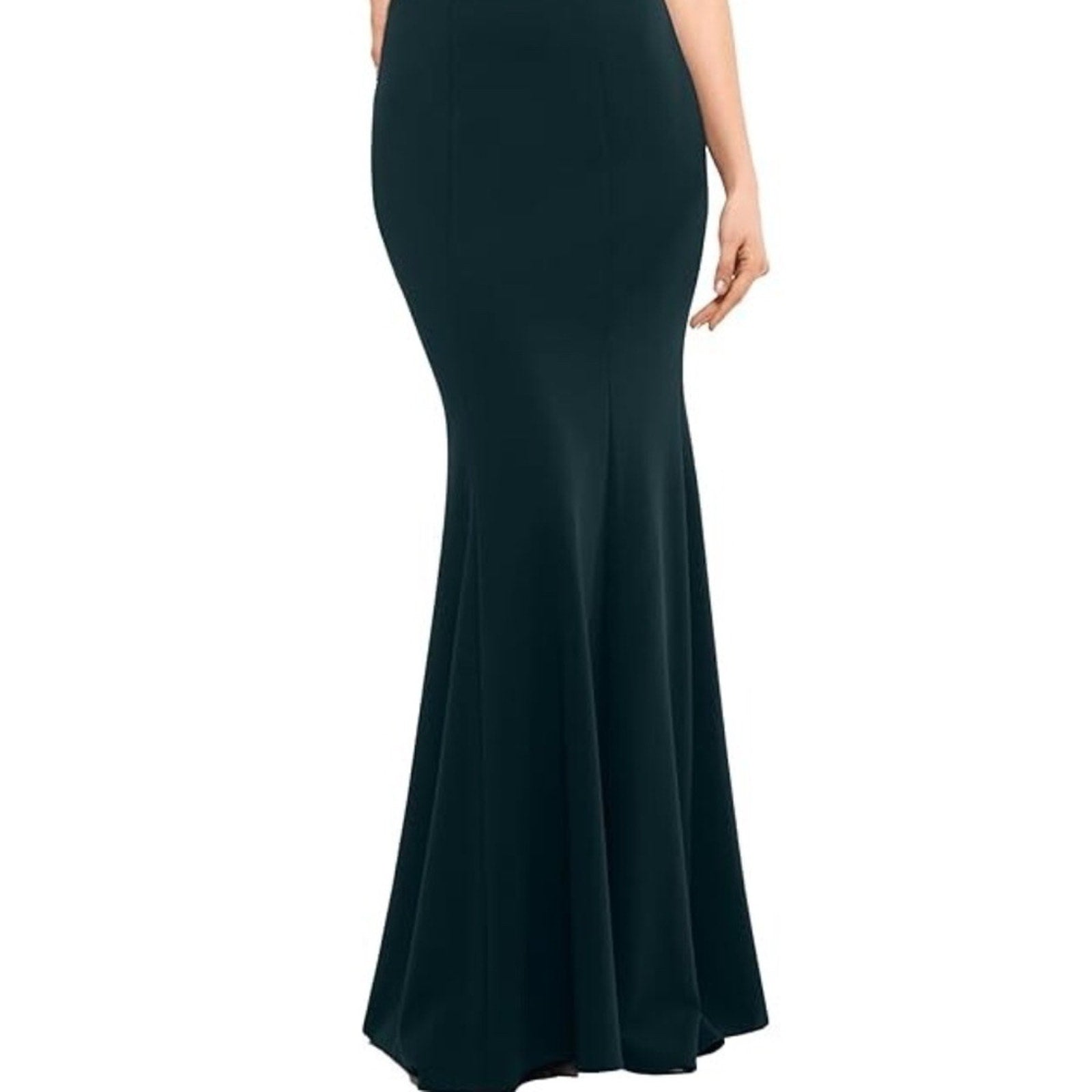 NWT Betsy & Adam Pine Green One-Shoulder Scuba Crepe Gown Size 8