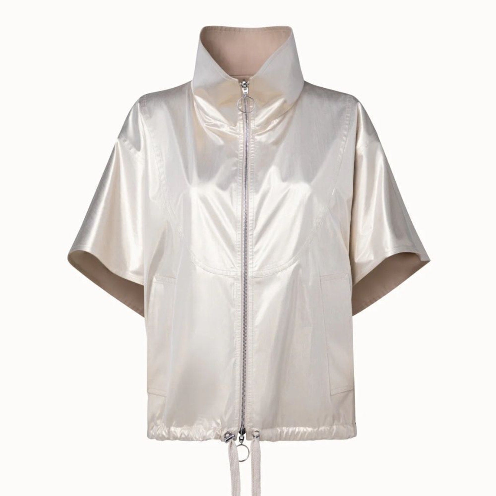 NEW Akris Punto Metallic Gabardine Short-Sleeve Reversible Jacket - size 14
