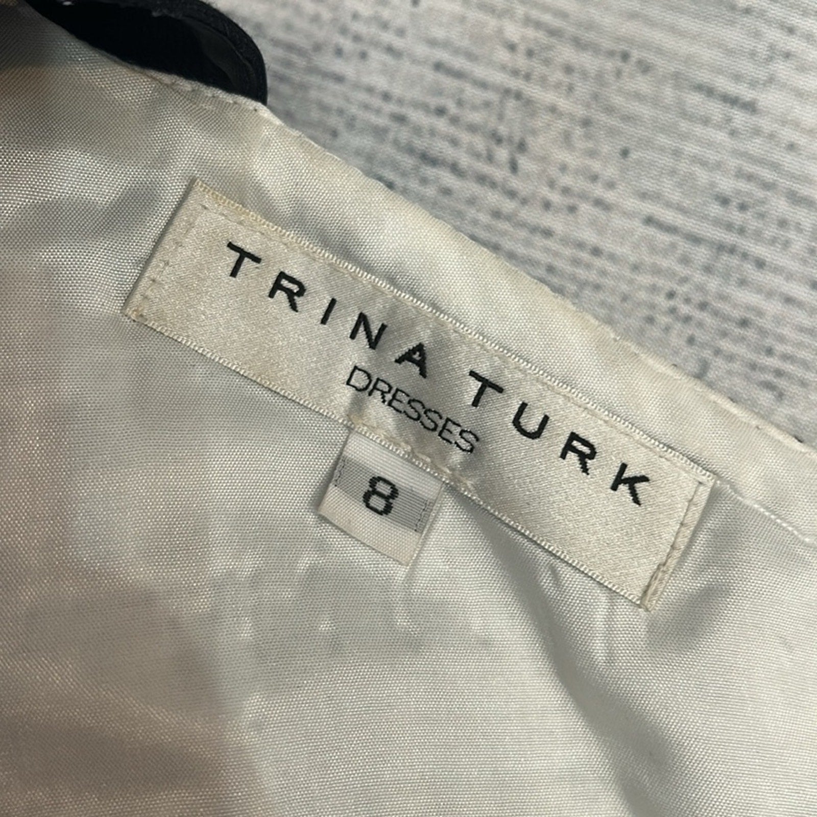 Trina Turk Black White Open Back Fit & Flare Dress - size 8