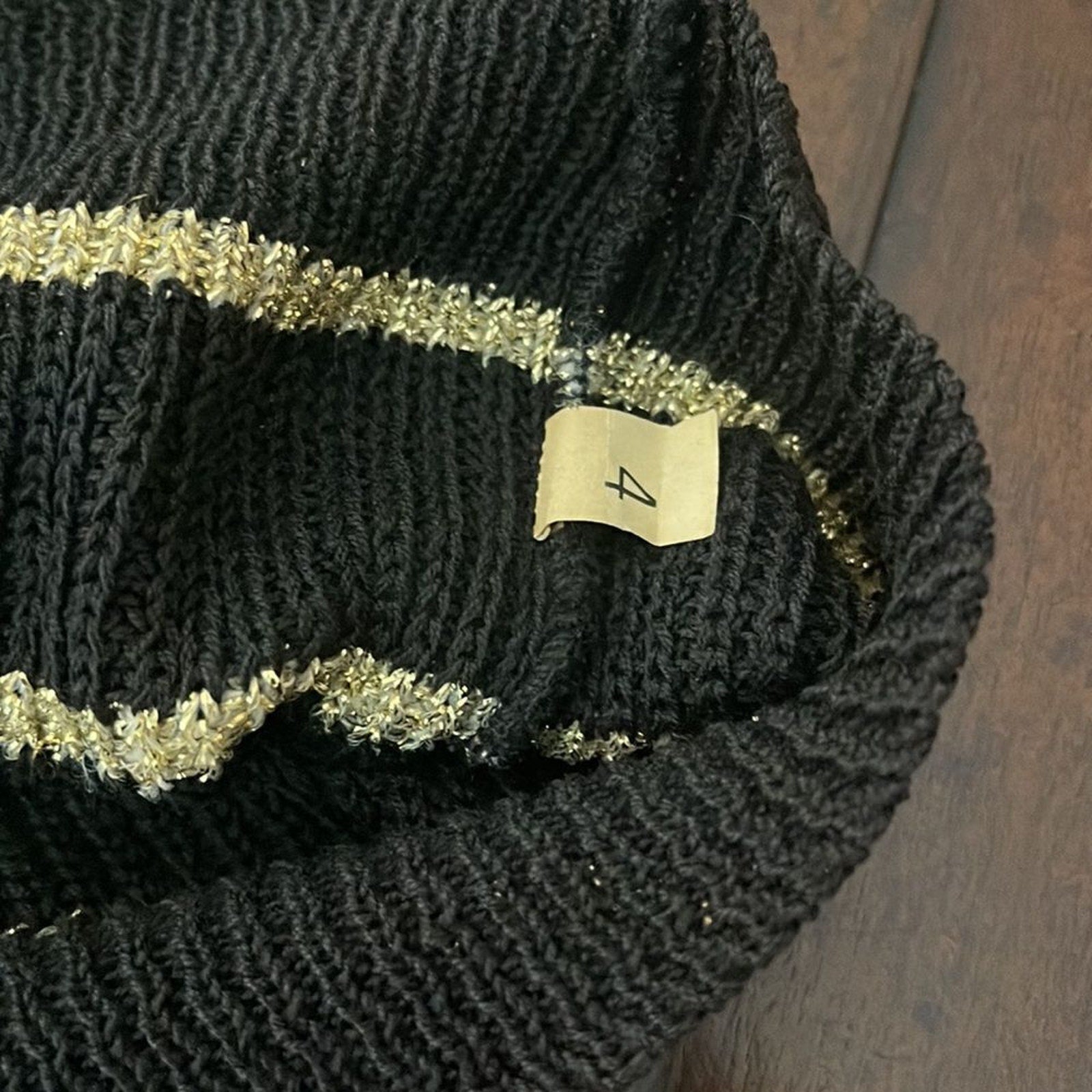 Vintage Diane Von Furstenberg black metallic gold sweater