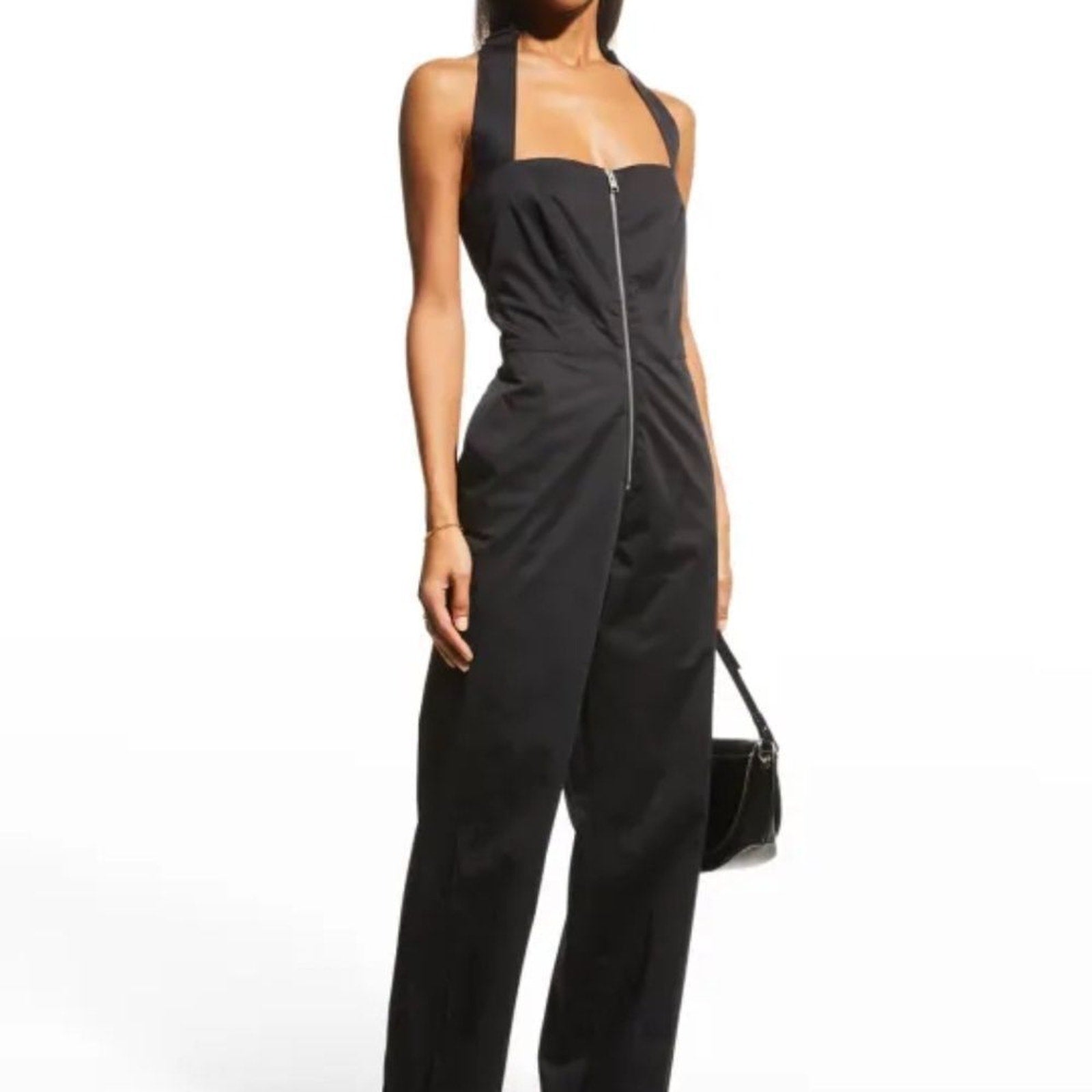 NEW FRAME Zip-Front Halter Jumpsuit - size XS