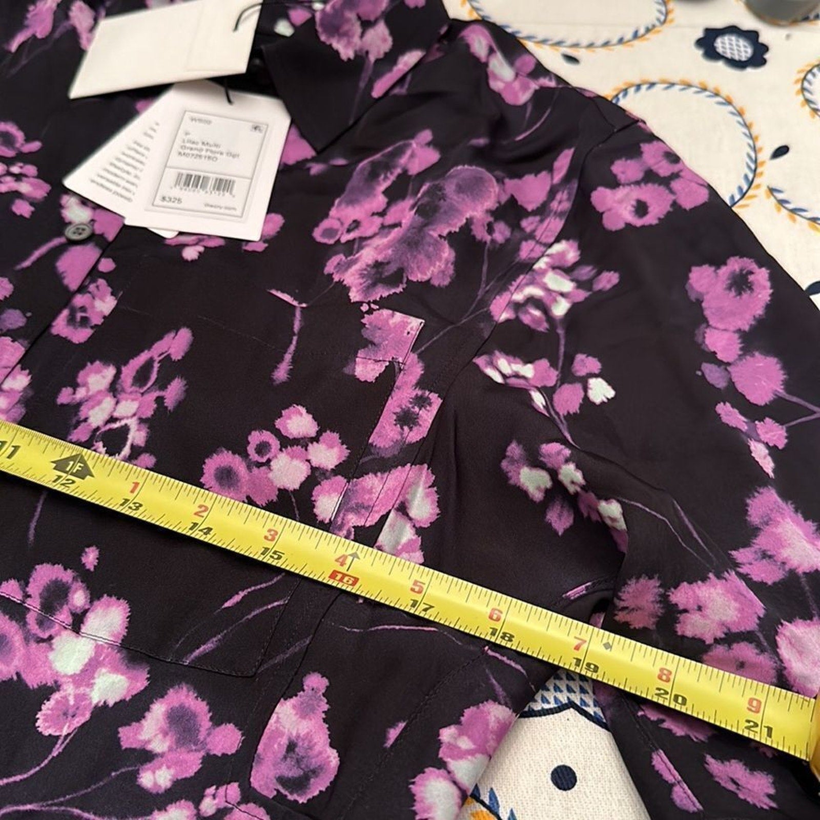 NWT Theory Floral Silk Georgette Shirt - size P