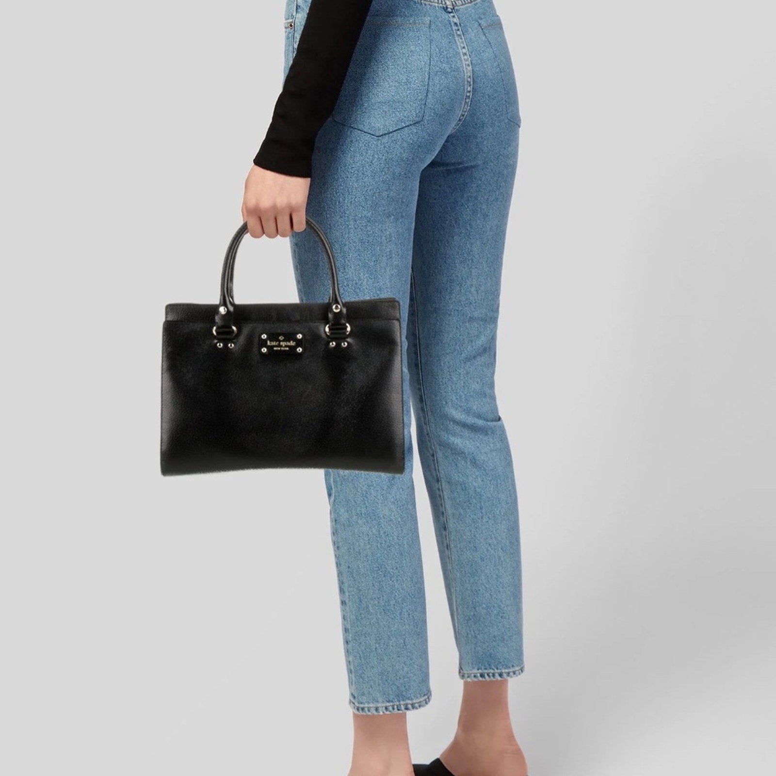 Kate Spade Wellesley Durham Black Leather Triple Compartment Satchel Bag