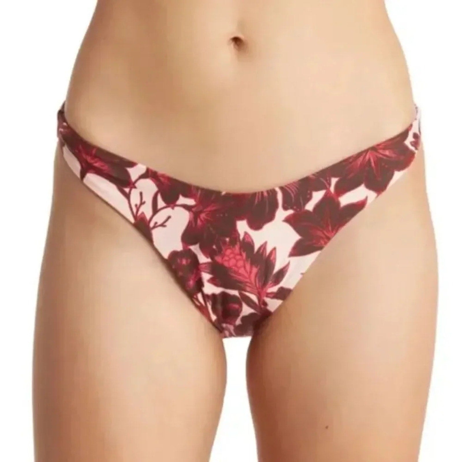 NWT MAAJI Rose Splendor Reversible High Leg Cheeky Cut Bikini Bottom - size L