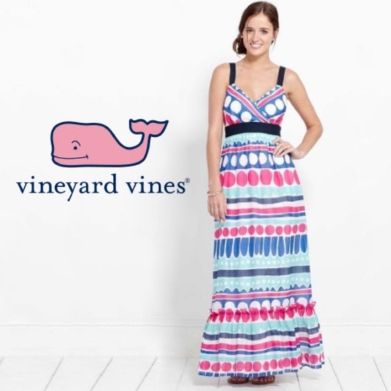 Vineyard Vines Caroline Stripe Ocean Splash Maxi - size 12
