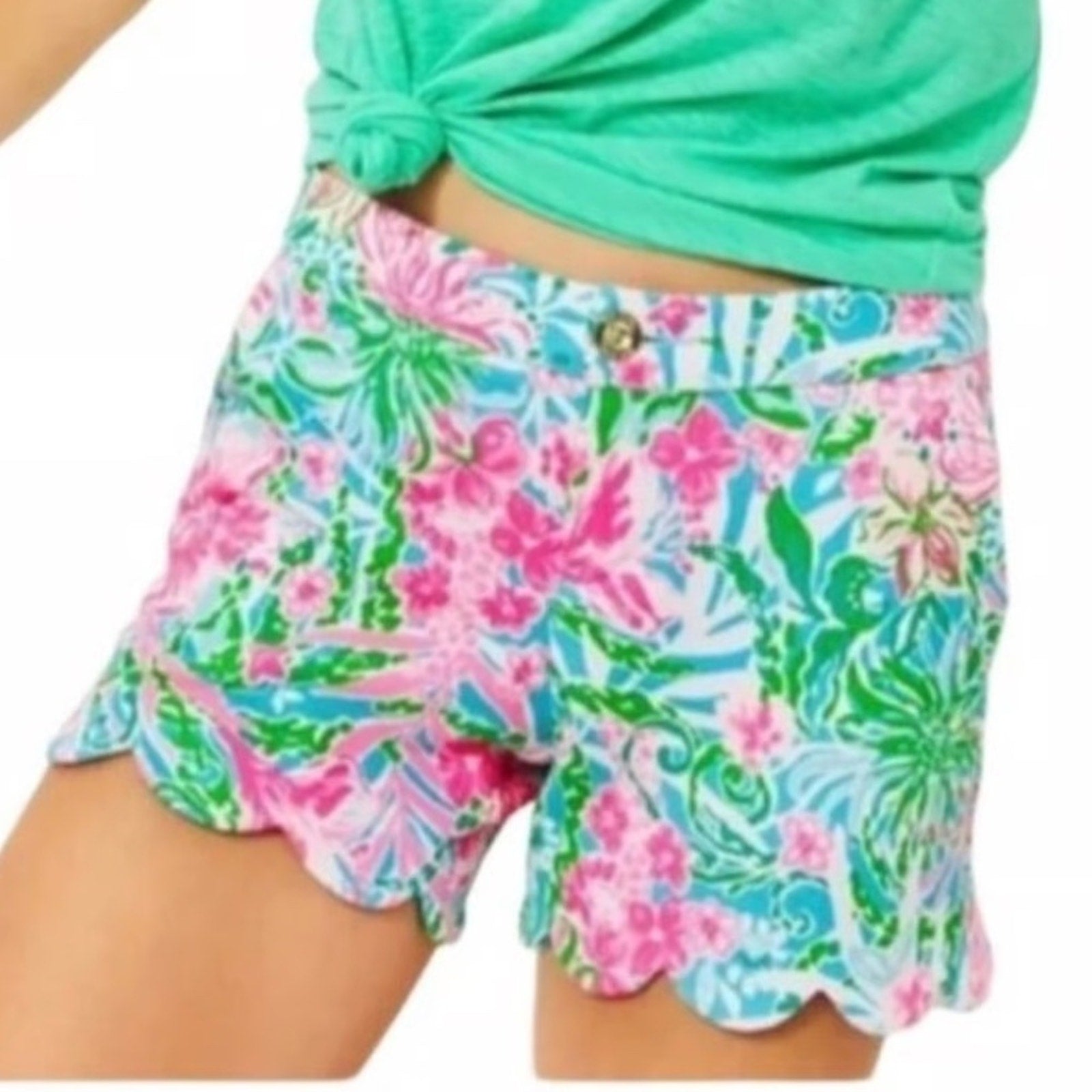 Lilly Pulitzer 5" Buttercup Knit Shorts Leaf It Wild - size 6