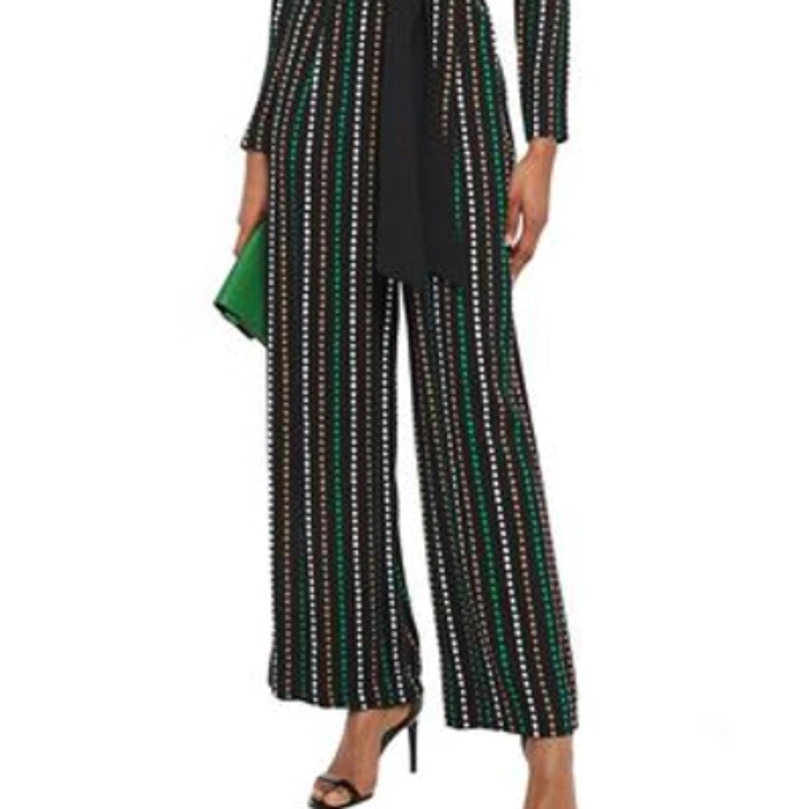 DIANE VON FURSTENBERG Edith Wrap-effect Polka-dot Crepe Jumpsuit In Black - 14