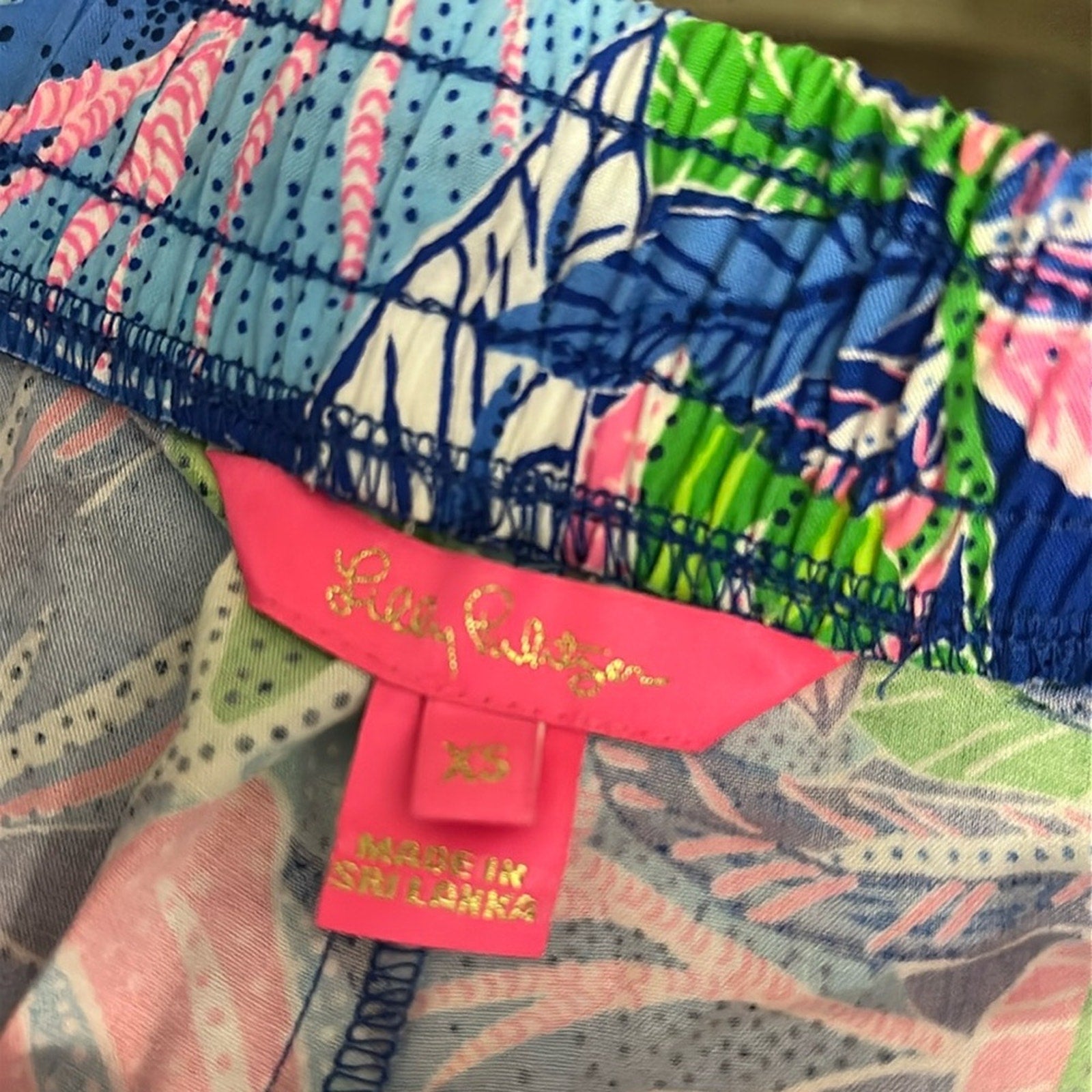 NEW LILLY PULITZER Katia Mid-Rise Shorts Blue Grotto Beleaf In Yourself- size XS