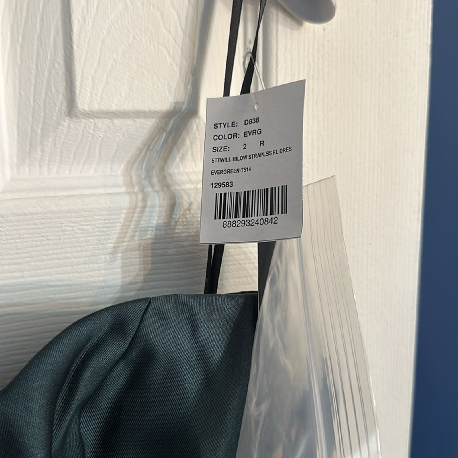 NWT Alfred Sung Evergreen Strapless Ruffle High-Low Satin Gown - size 2