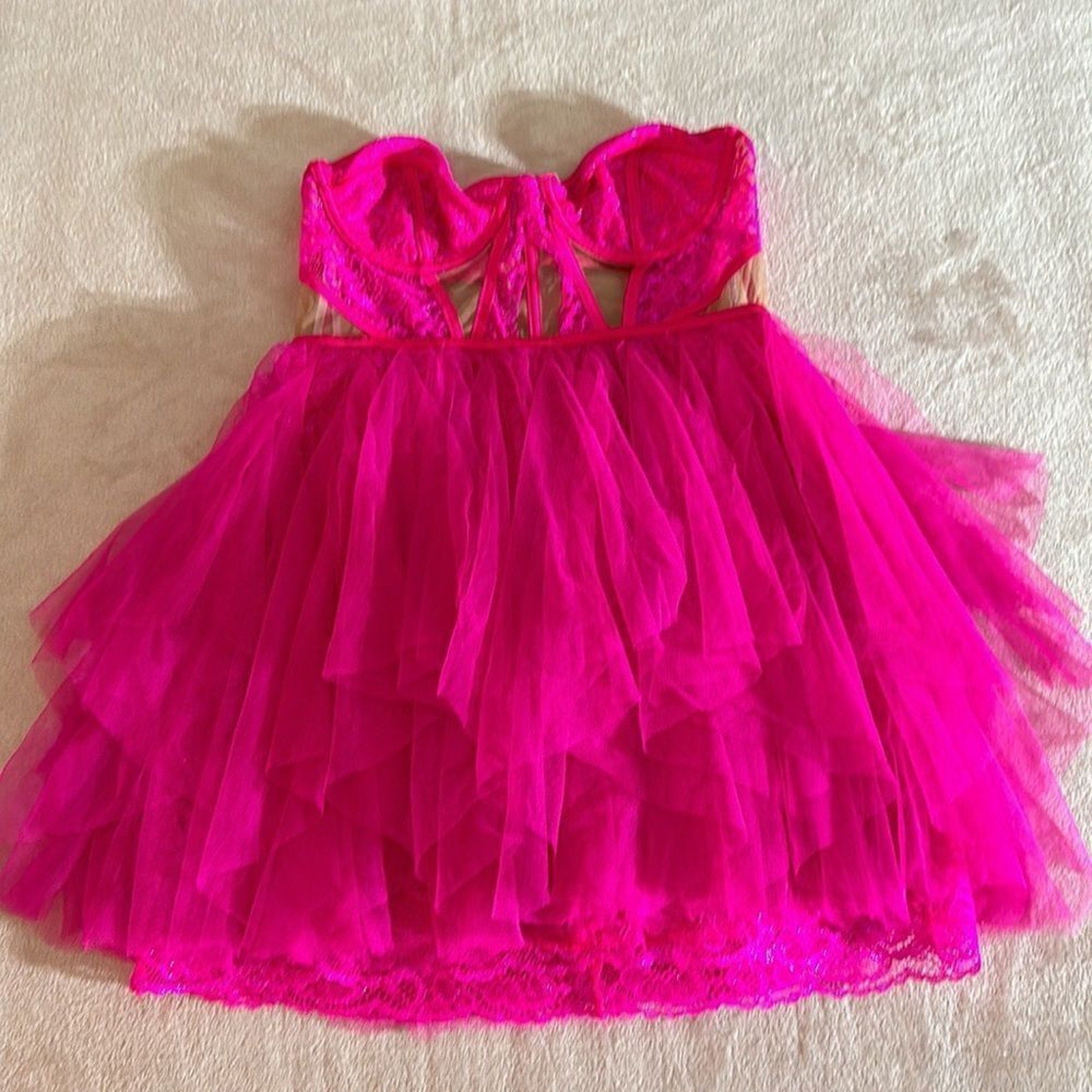 NWT FOR LOVE & LEMONS X Bustier Mini Dress - Pink - size Large