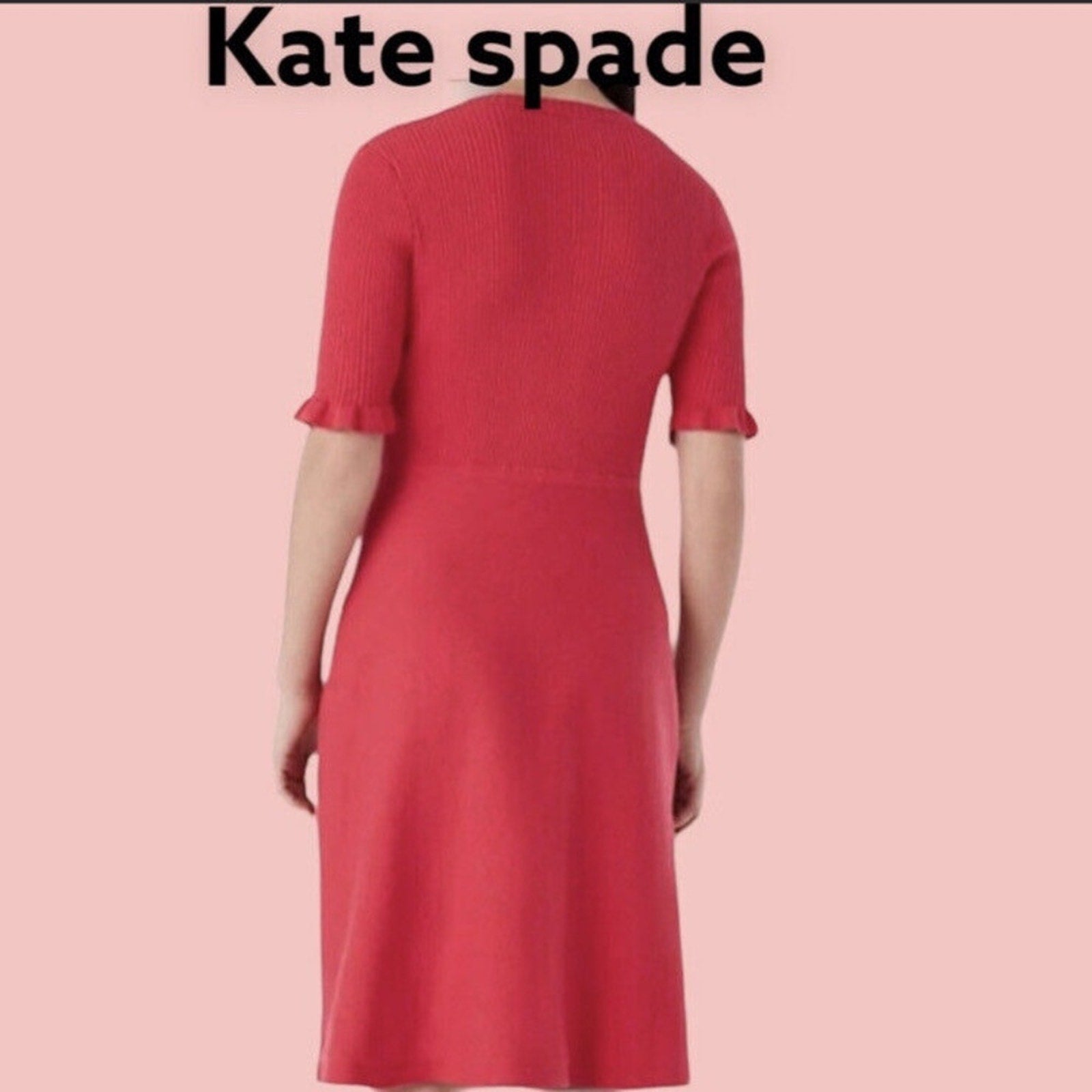 KATE SPADE Bright Rose Pink V Neck Sweater Dress - size small