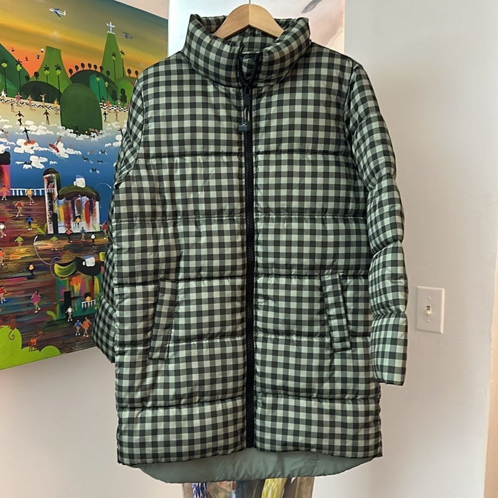 NEW REBECCA MINKOFF Gingham Check Puffer Jacket - size M