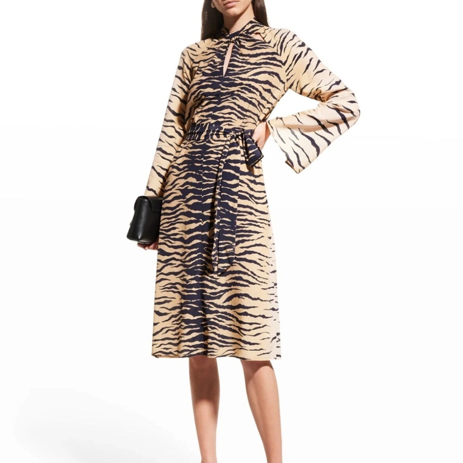 St. John Tiger-Print Cut-Out Midi Dress -  M