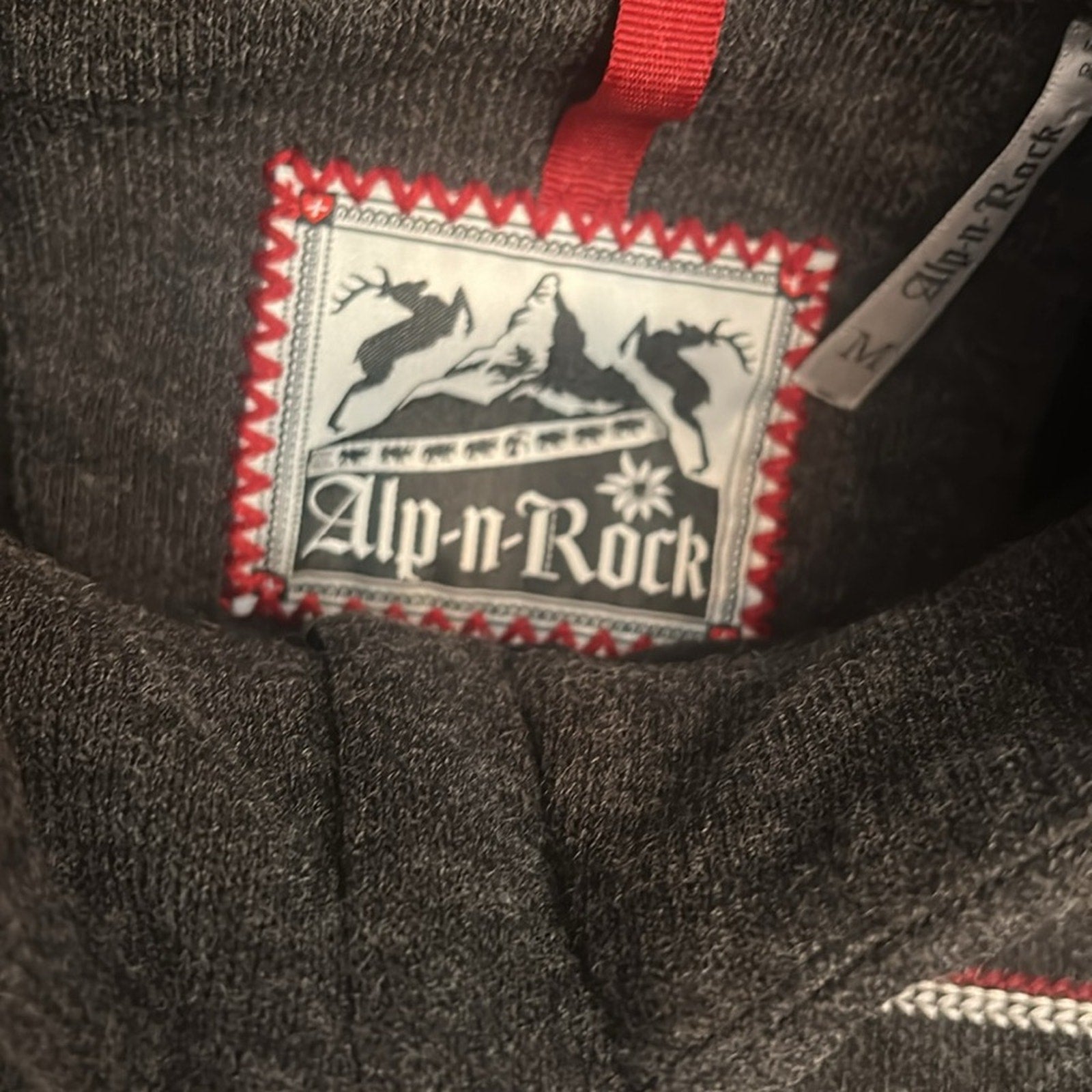 Alp N Rock Jacket Fleece Full Zip Grey Kitz Ski Embroidered Cross Stitch Patch M
