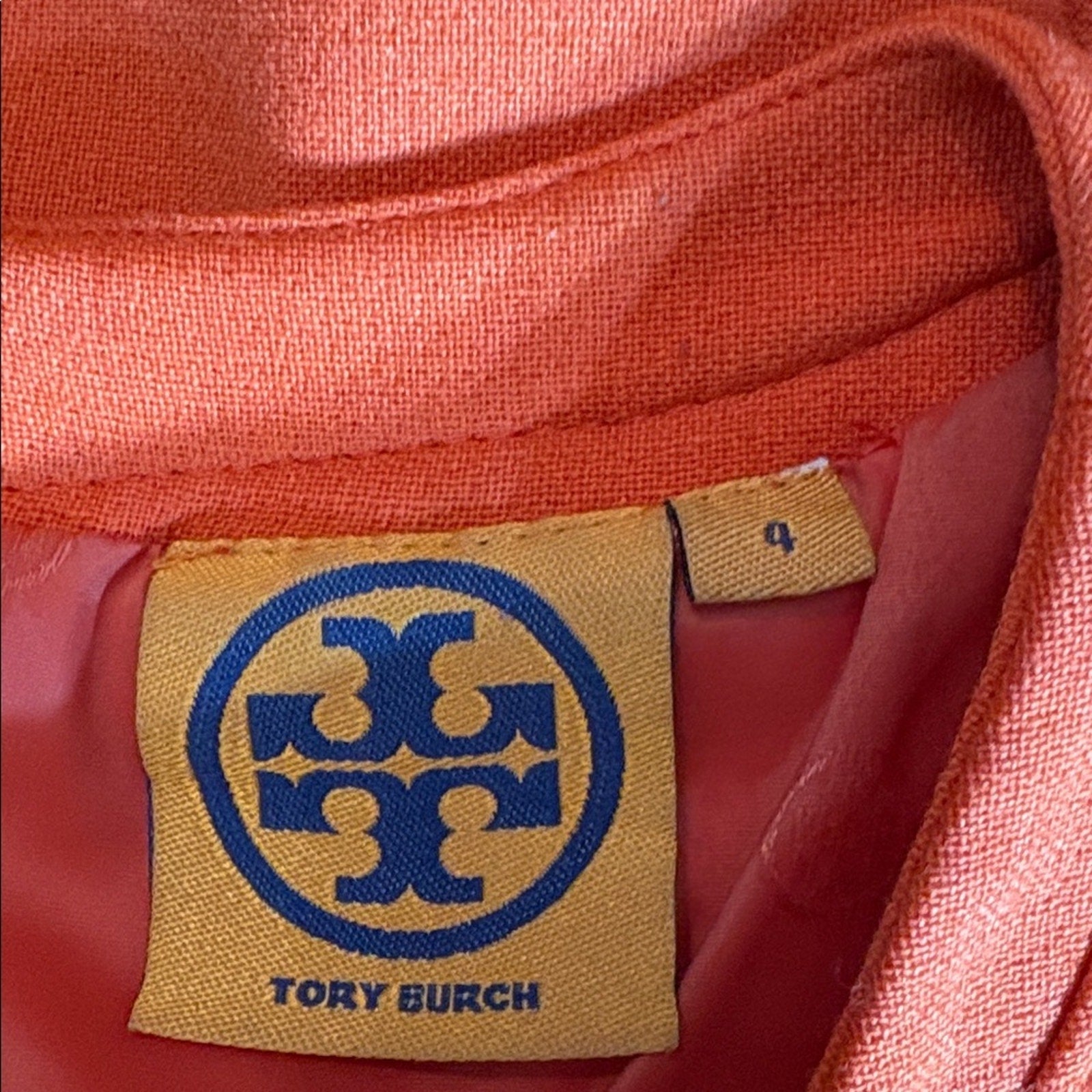TORY BURCH Mariel Orange Gold 1/2 Zip Wool Blend Dress - size 4
