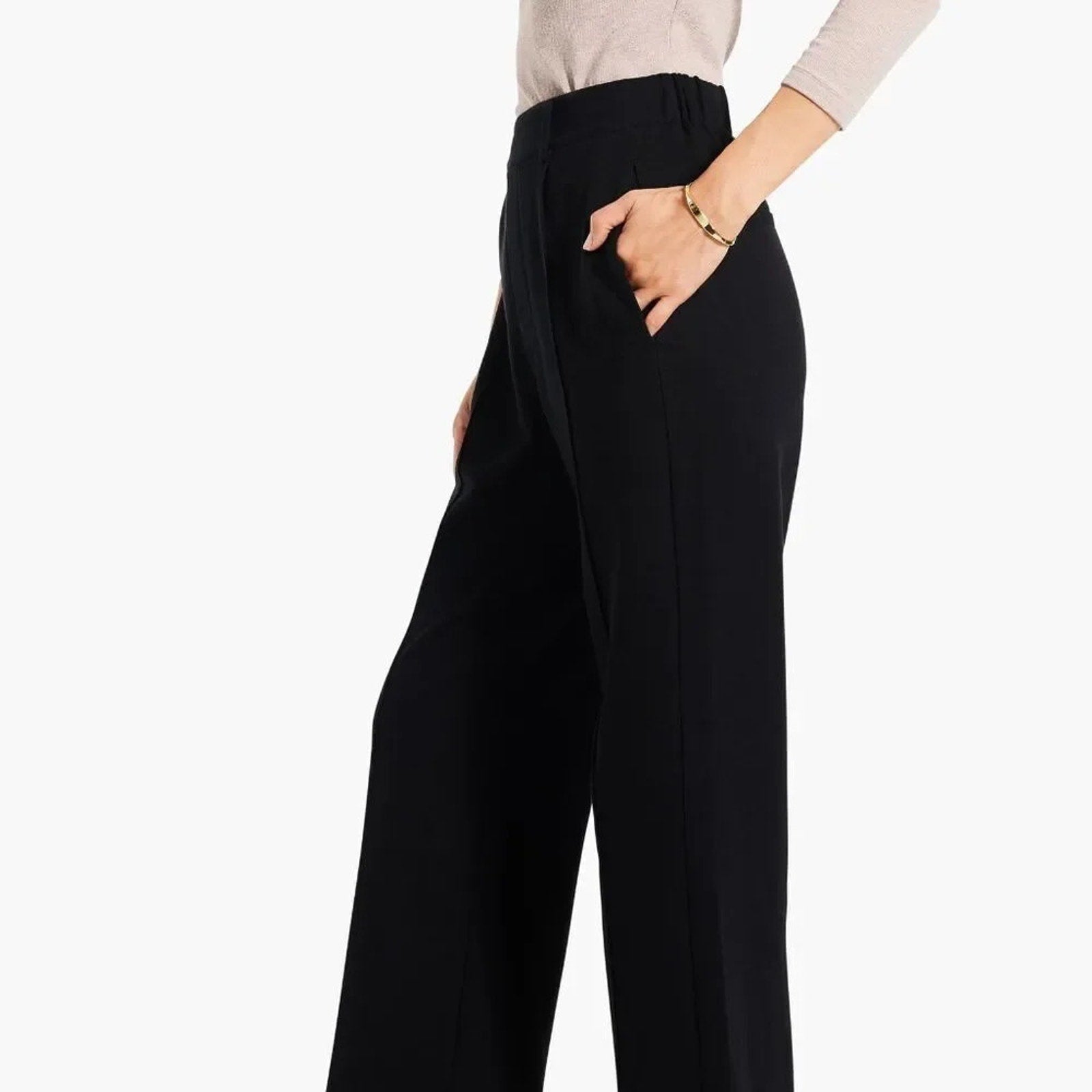 NWT NIC+ZOE 31" KNIT WIDE LEG PLEATED PANT - size small