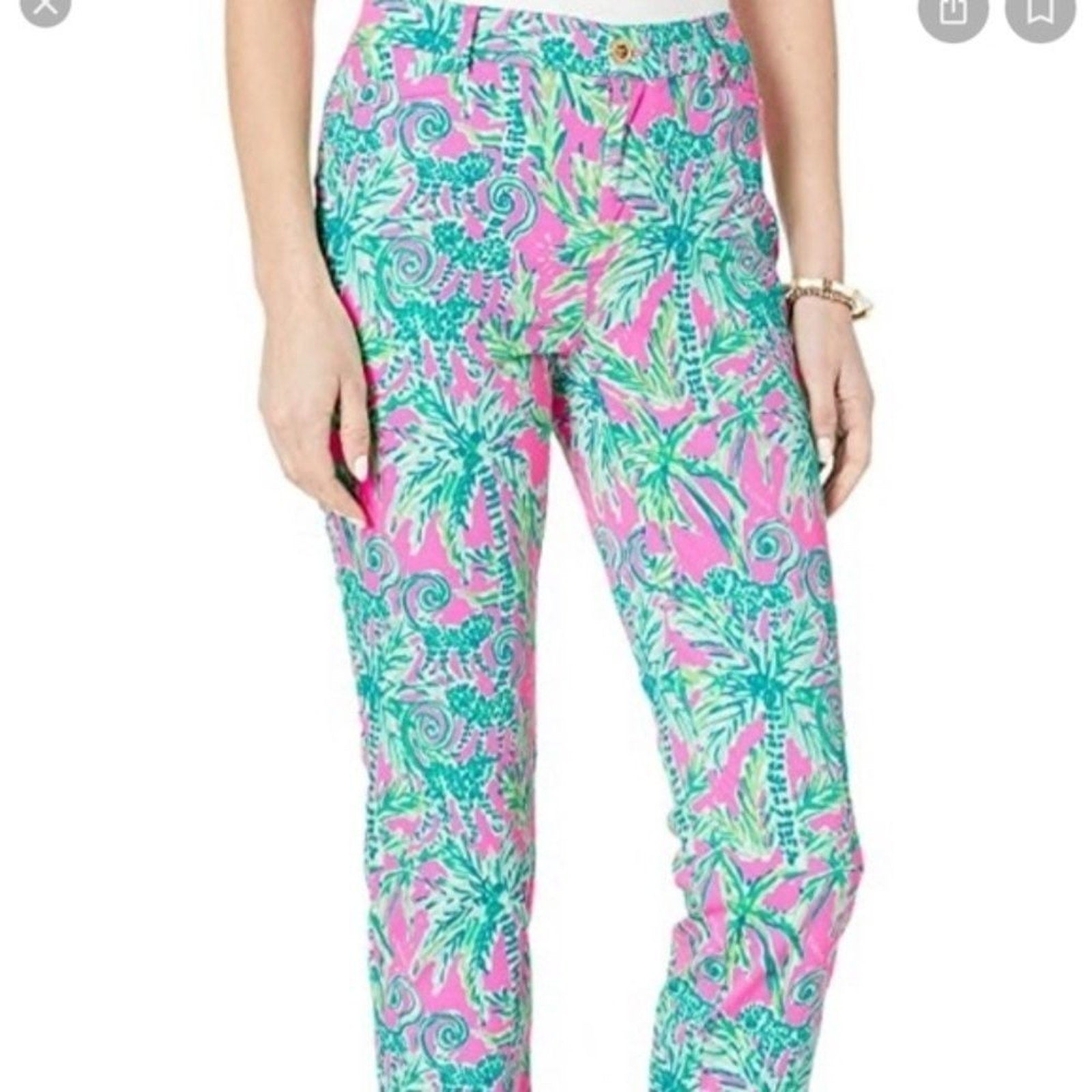 NWT Lilly Pulitzer Hangin Around Kelly High Rise Ankle Pants - size 0