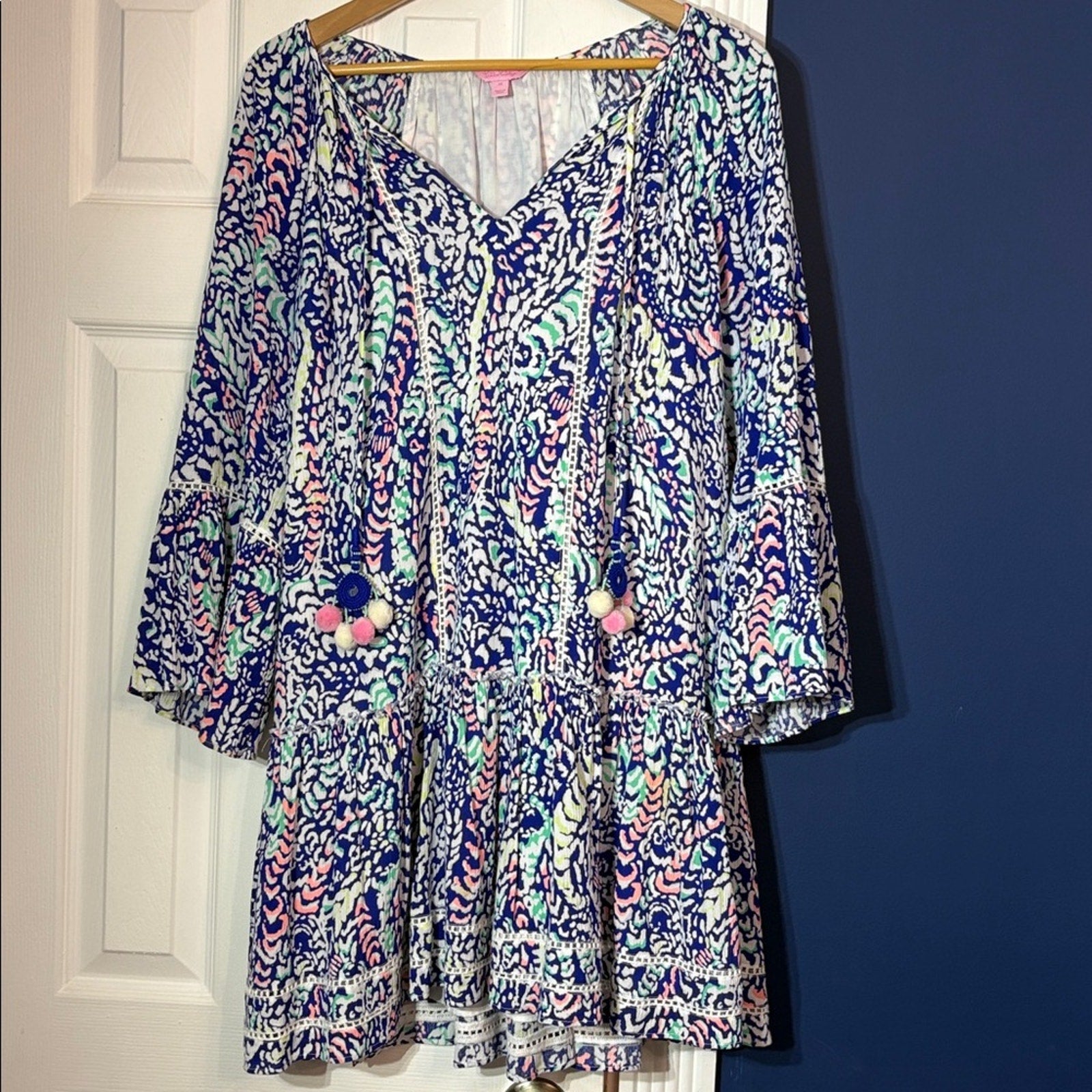 Lilly Pulitzer Blue Grotto Percilla Tunic Tassel Dress - size M
