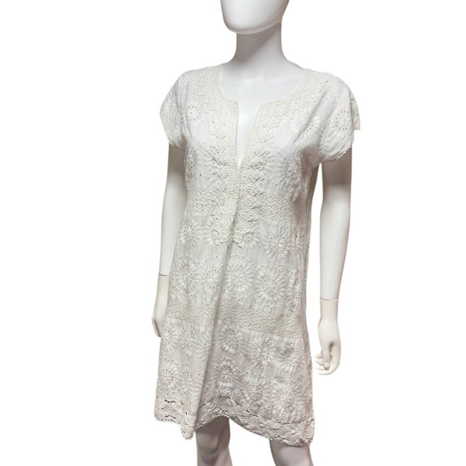 Calypso St. Barth White Lace Cotton Mini Dress - M