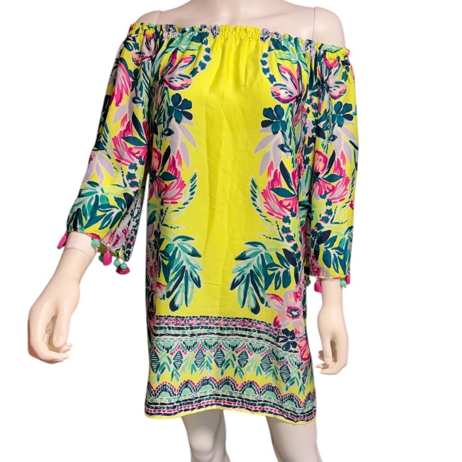 Lilly Pulitzer Payge Dress Bauble Yellow Lemur Alone Holy Grail - size S