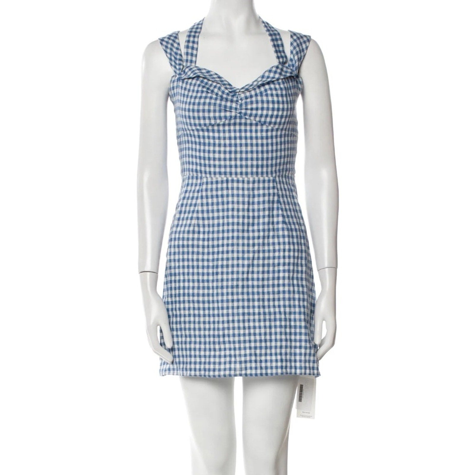 REFORMATION Sanford Linen Dress - Azure Check - size 2