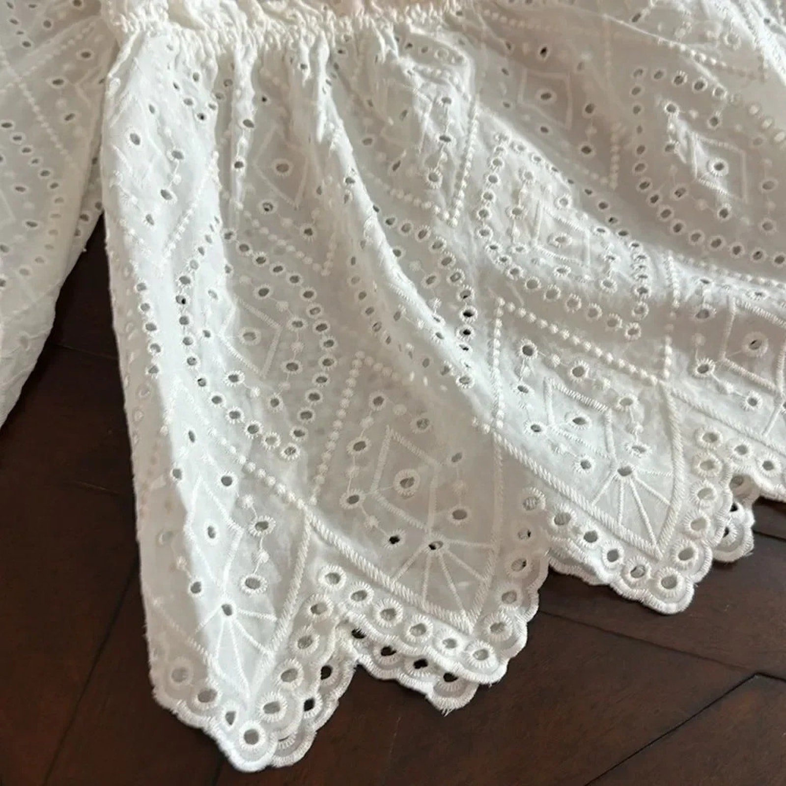 NEW Misa Los Angeles Sera Top in White Eyelet - size Large