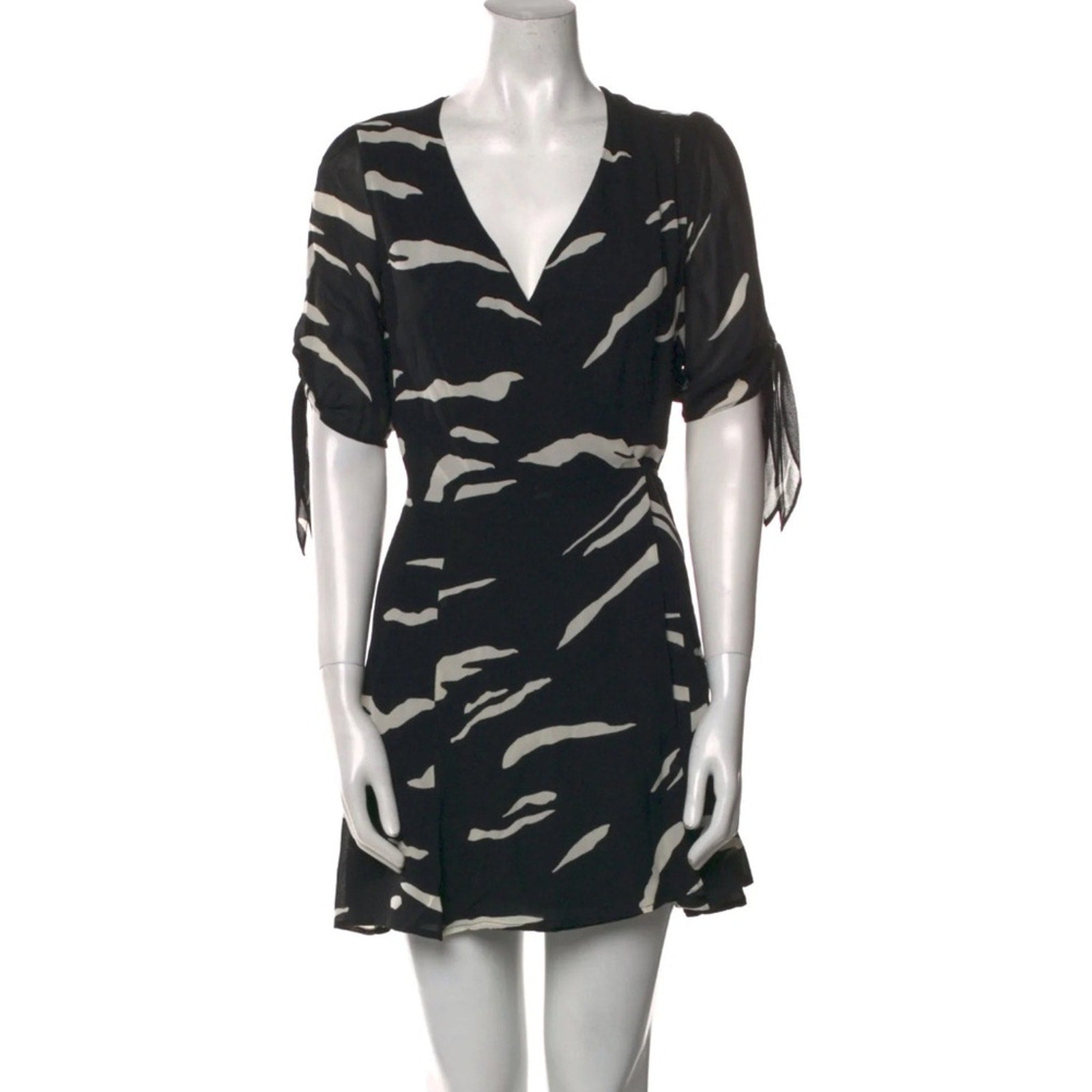 Reformation Sammy Wrap Mini Dress Black White  - size small