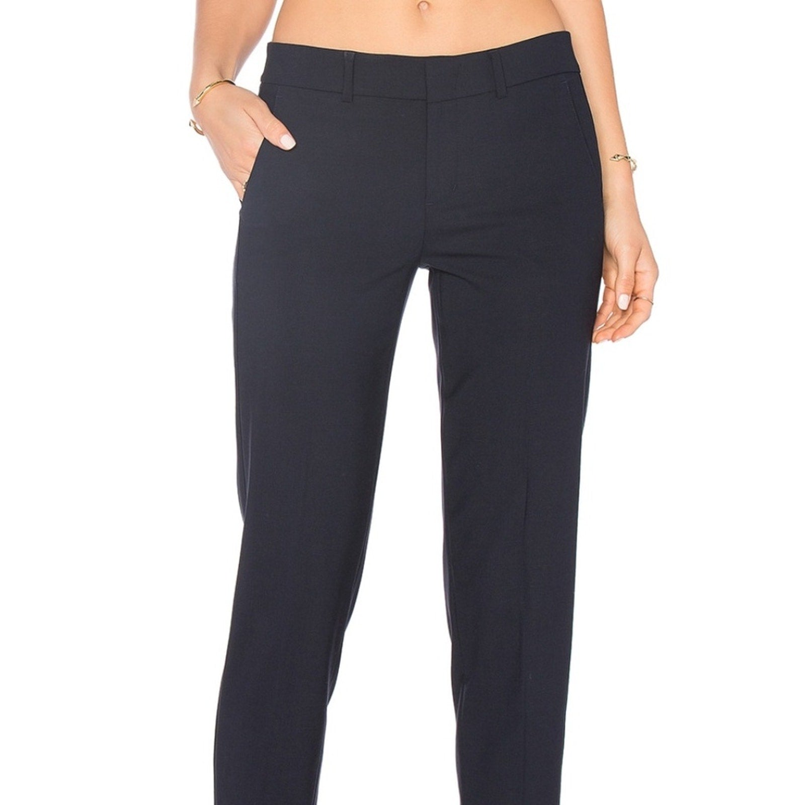VINCE STRAPPING' STRETCH WOOL TROUSERS IN COASTAL BLUE - size 2