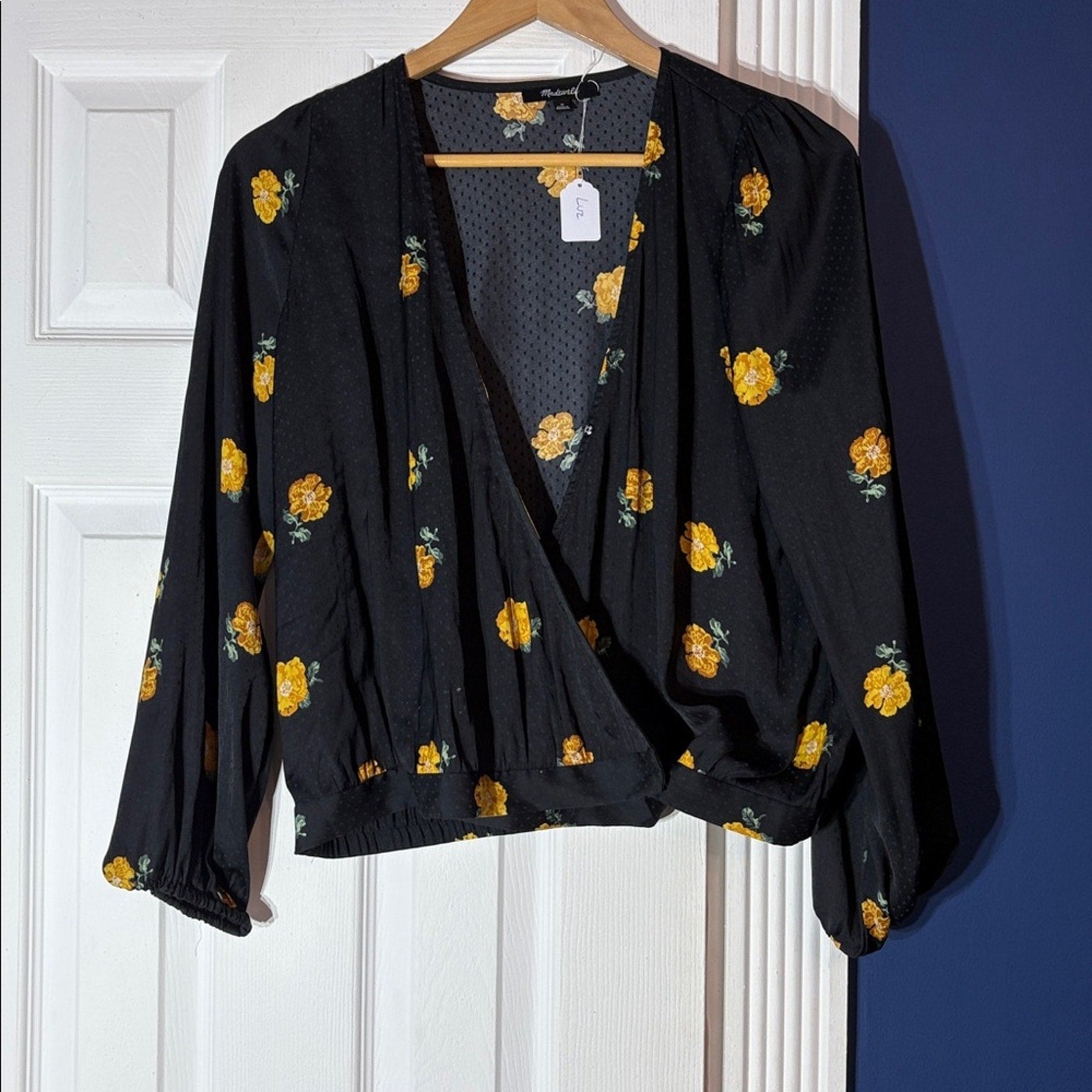 Madewell Bubble Sleeve Satin Tope - M