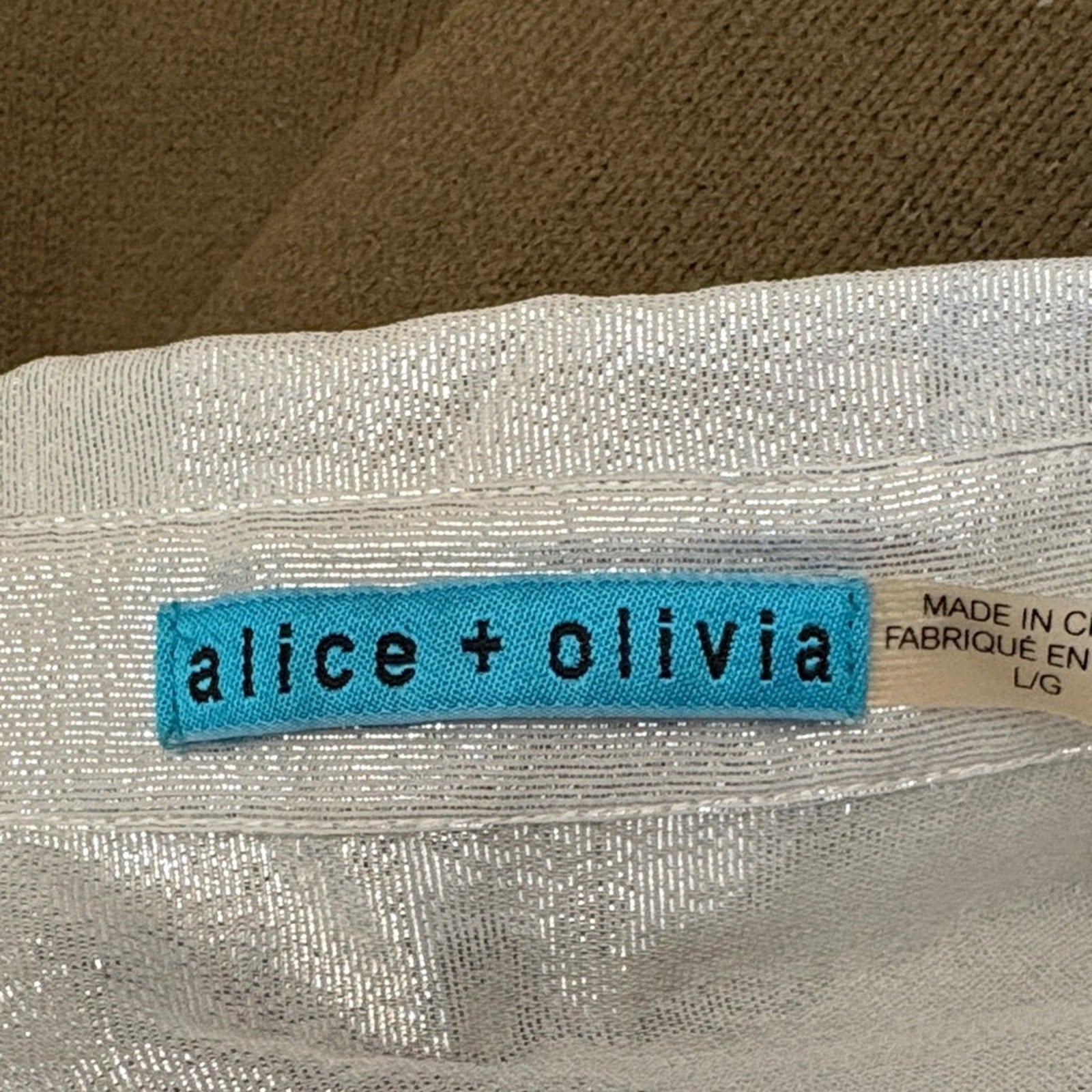 Alice + Olivia Shiny Metallic Blouse - L