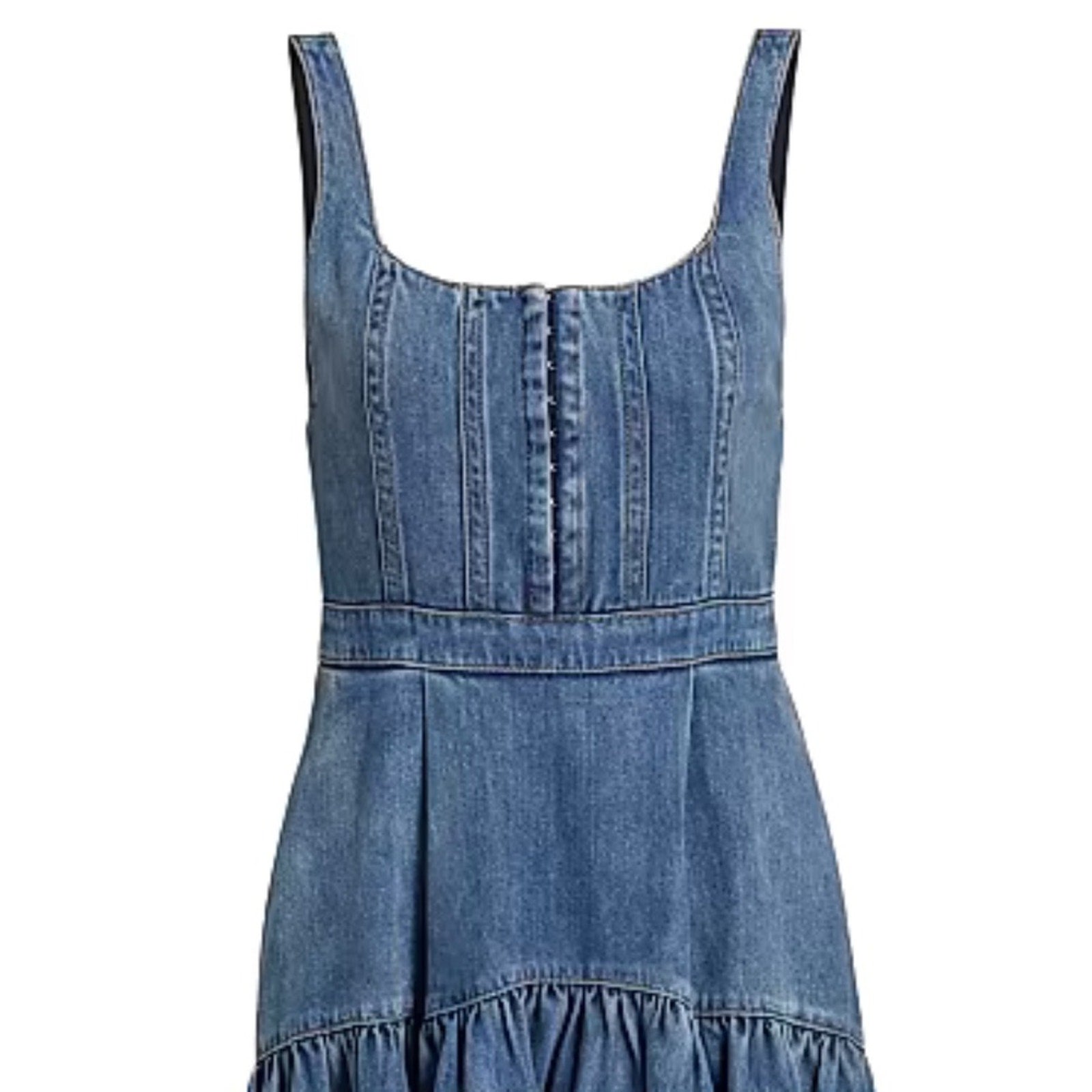 Alice and Olivia Diana Tiered Denim Dress - size 14