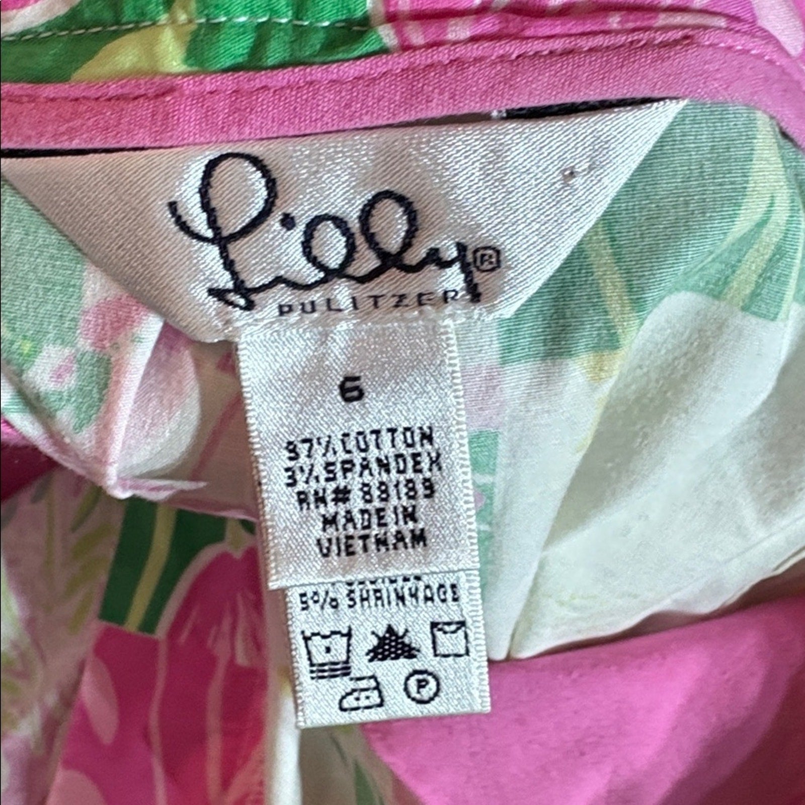 Lilly Pulitzer Derby Patch White Pink Green High-Rise Golf Cart Shorts - size 6