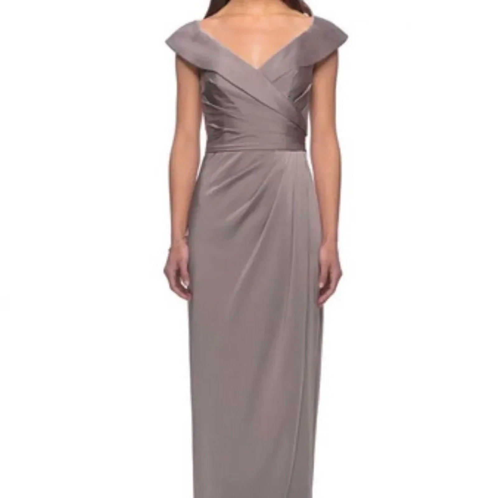 NWOT La Femme 25206 - Ruched Cap Sleeved Long Jersey Dress - size 2