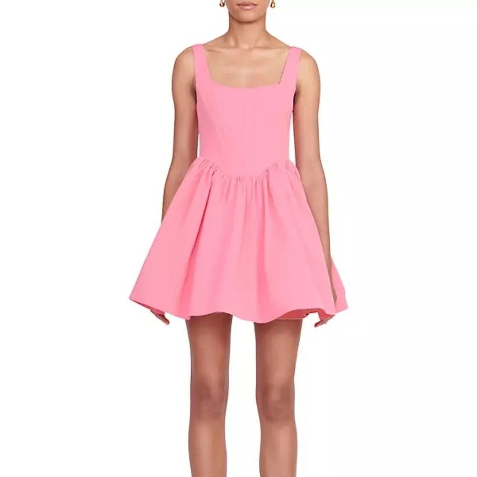 NEW STAUD Landscape bustier cotton-blend minidress - size 8